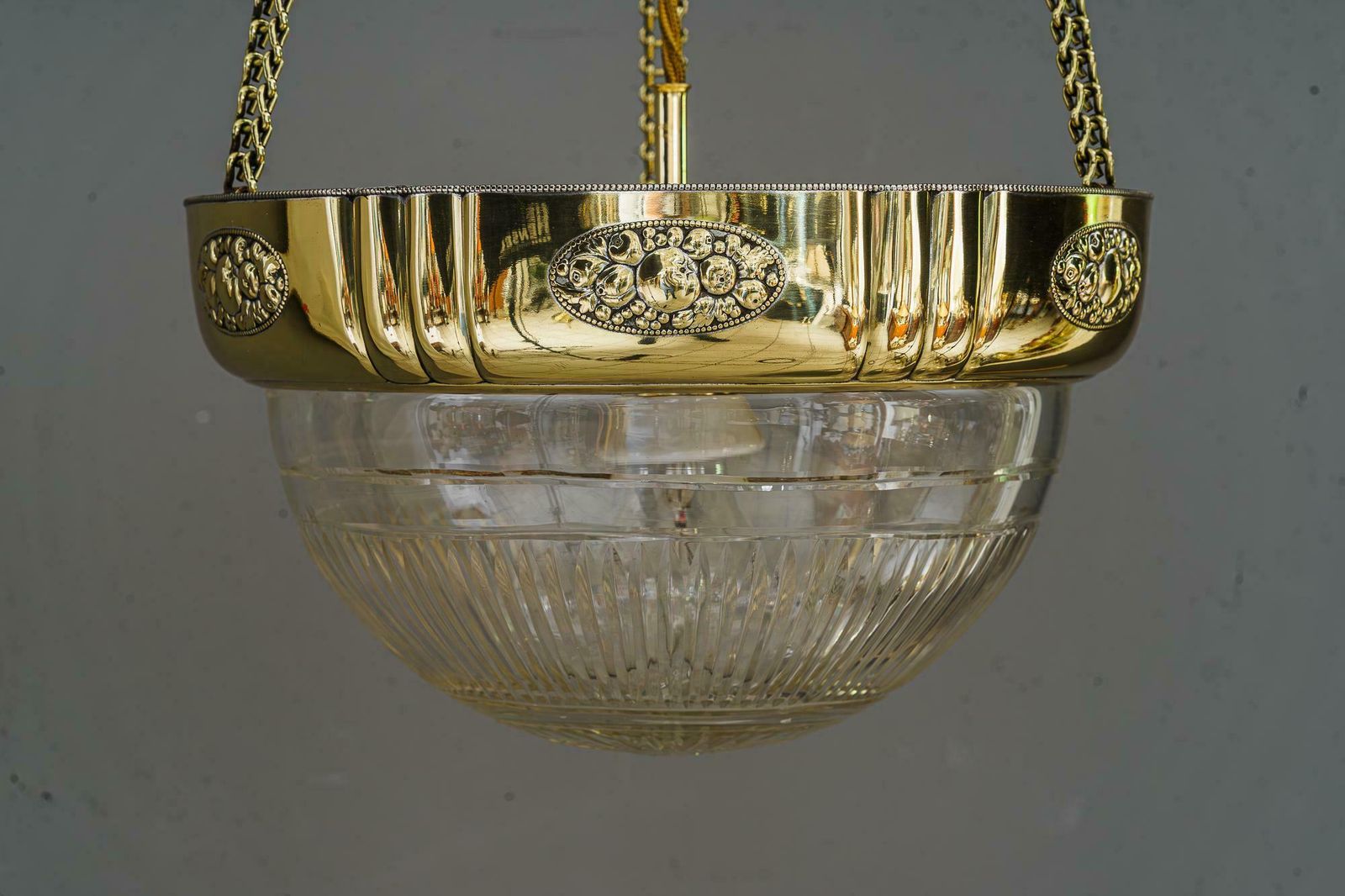 Art Deco Pendant With Original Antique Cut Glass Shade Vienna Around 1920s photo furniture