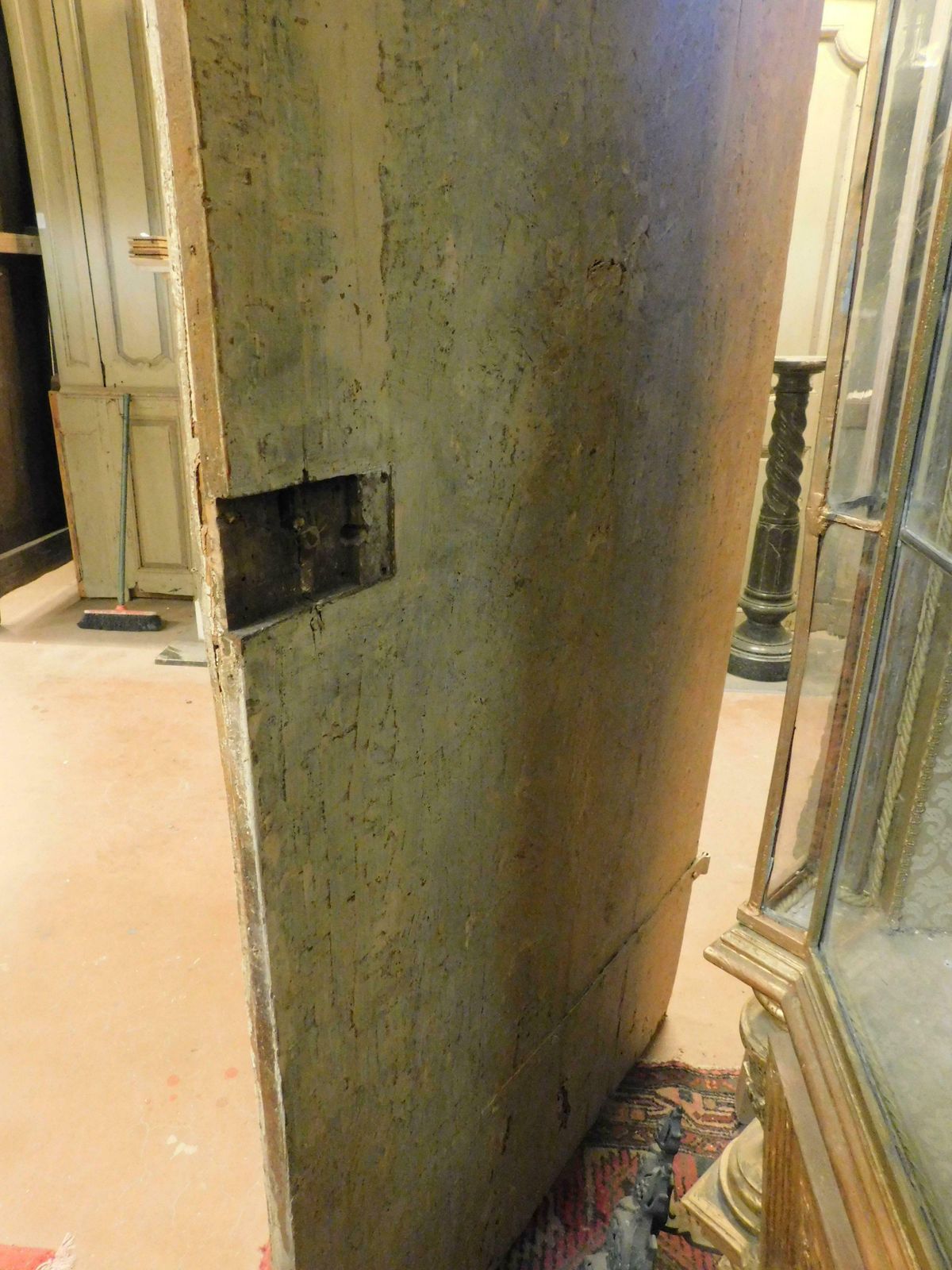 Antique Painted And Lacquered Single Door, 18th Century, Italy photo vintage