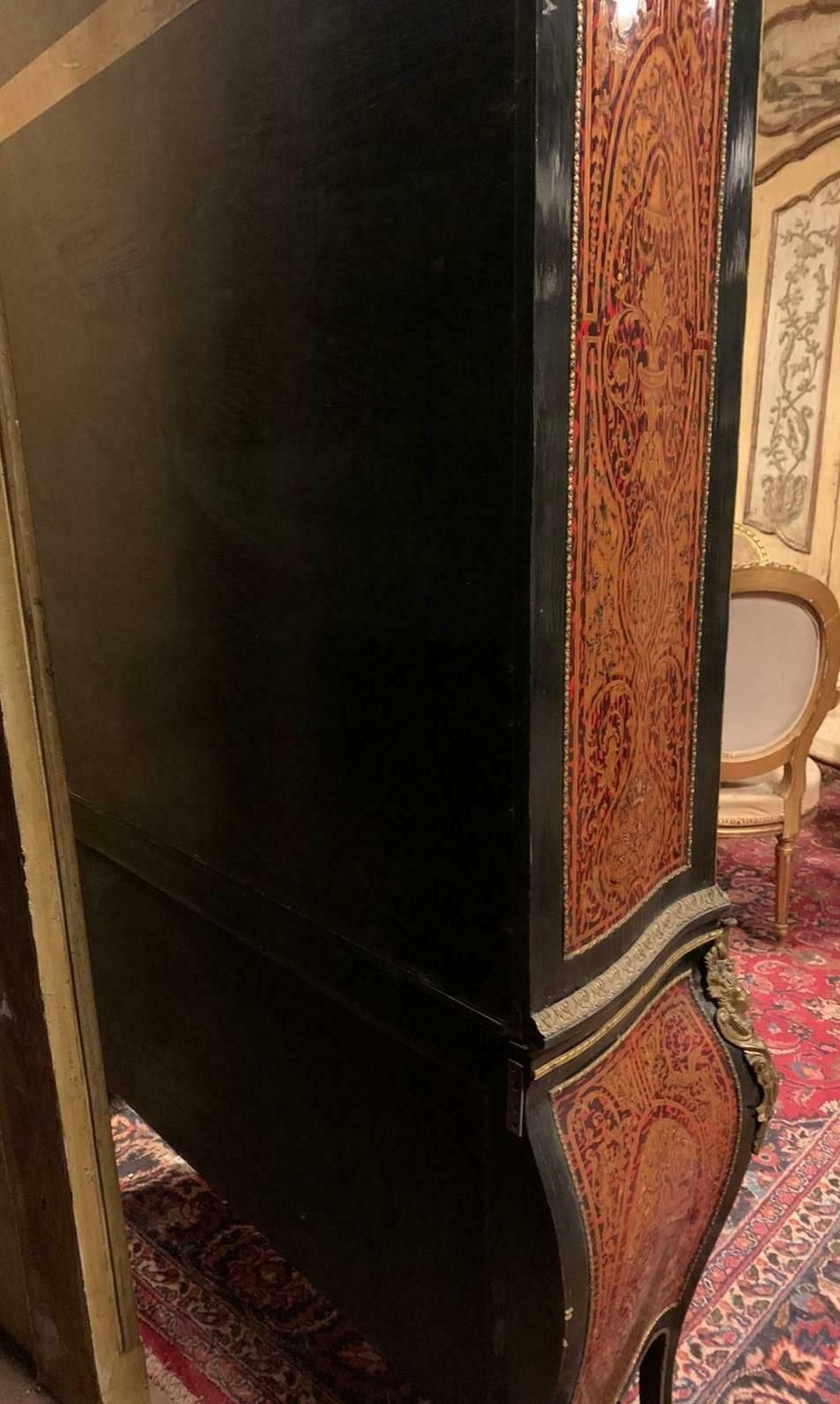 Boulle Style Display Cabinet, Rounded And Inlaid, Early 1900s, Italy photo for sale