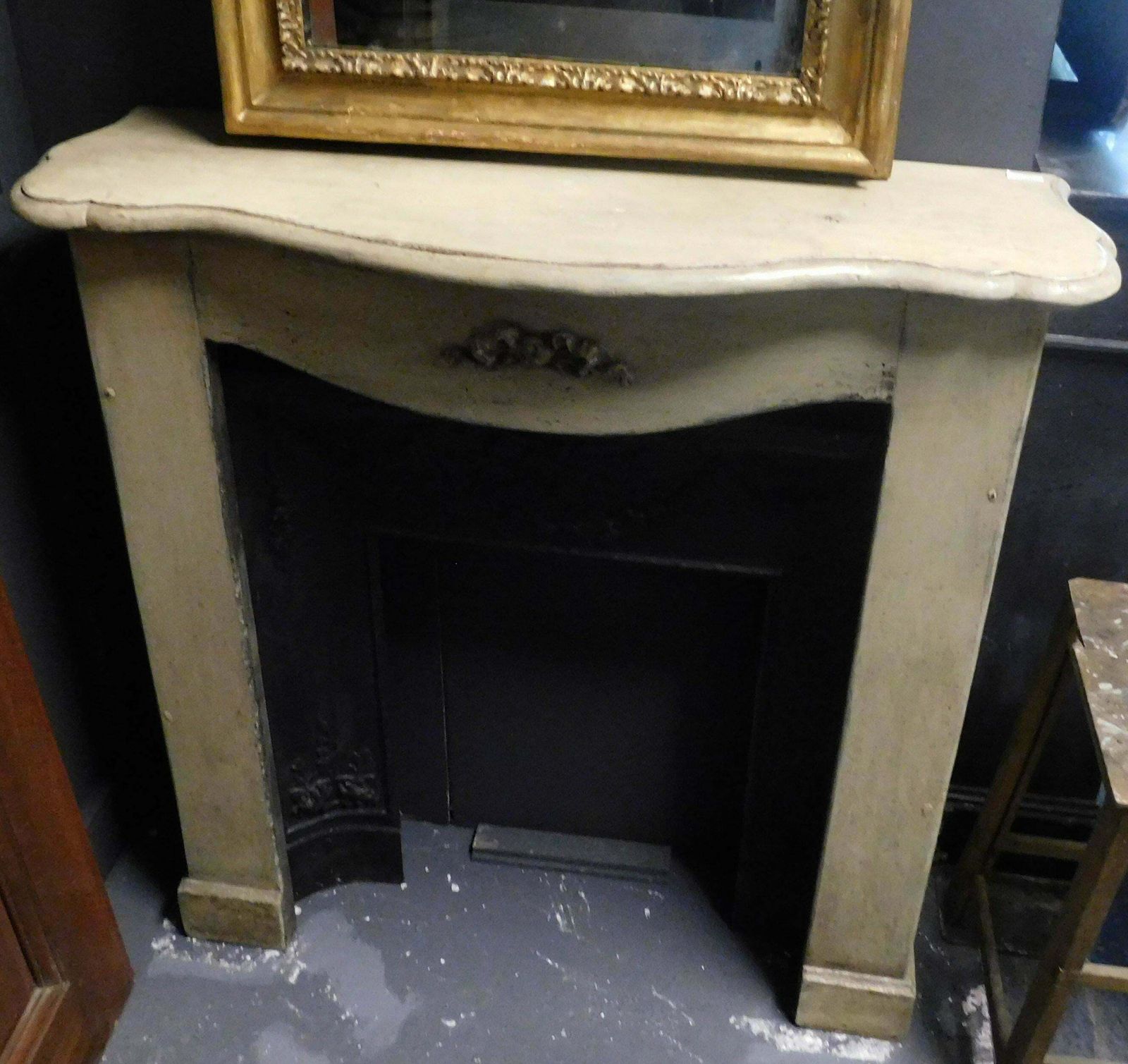 Fireplace Mantle In Grey Lacquered Wood, 19th Century, Italy photo Home Fixtures