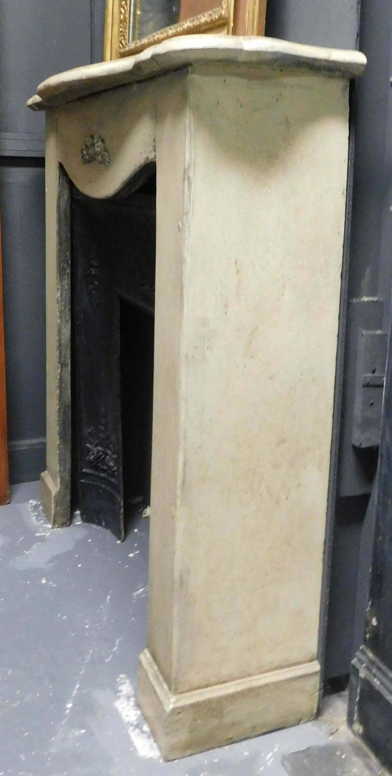 Fireplace Mantle In Grey Lacquered Wood, 19th Century, Italy photo 2126.0
