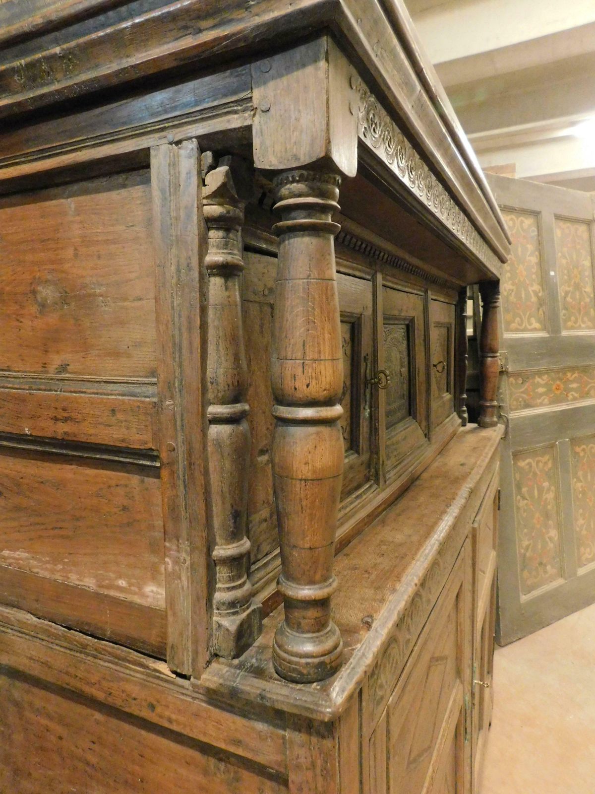 Buffet Sideboard Credenzas In Carved And Bent Larch, Rustic, Italy's Mountains photo vintage