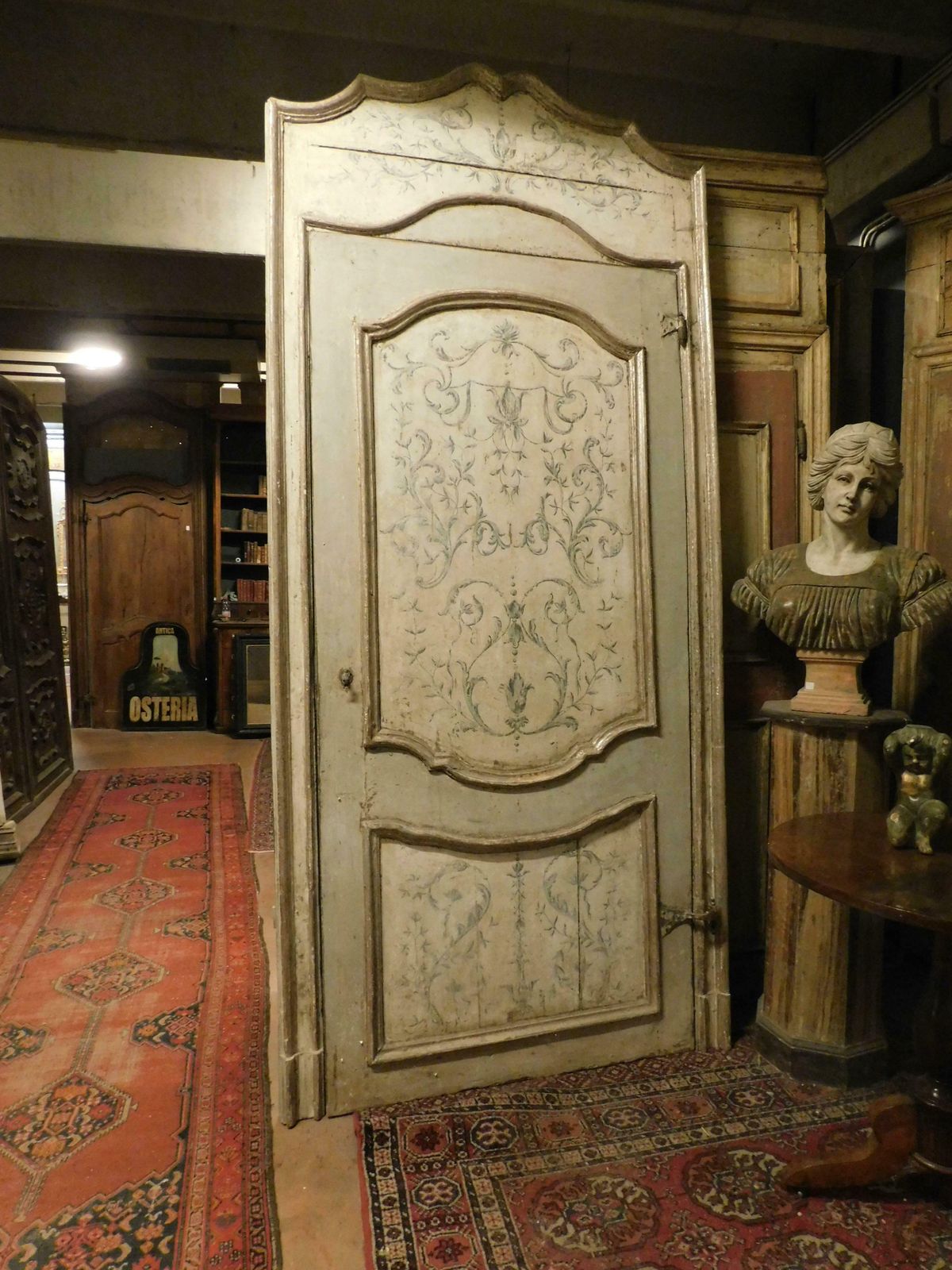 Antuqe Lacquered, Painted, Silvered Door, Complete With Frame, '700 Italy photo for sale