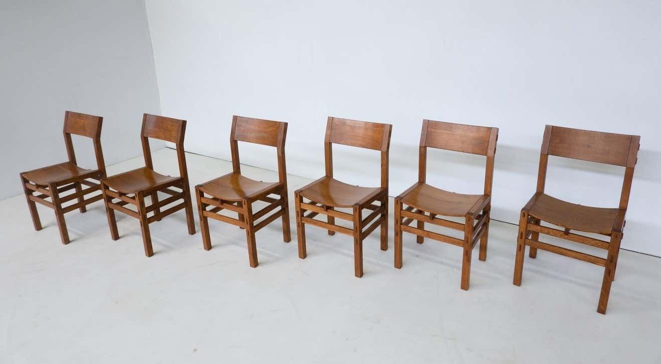 Mid Century Modern Set Of 6 Dining Chairs By Giuseppe Rivadossi, Italy, 1980s photo buy