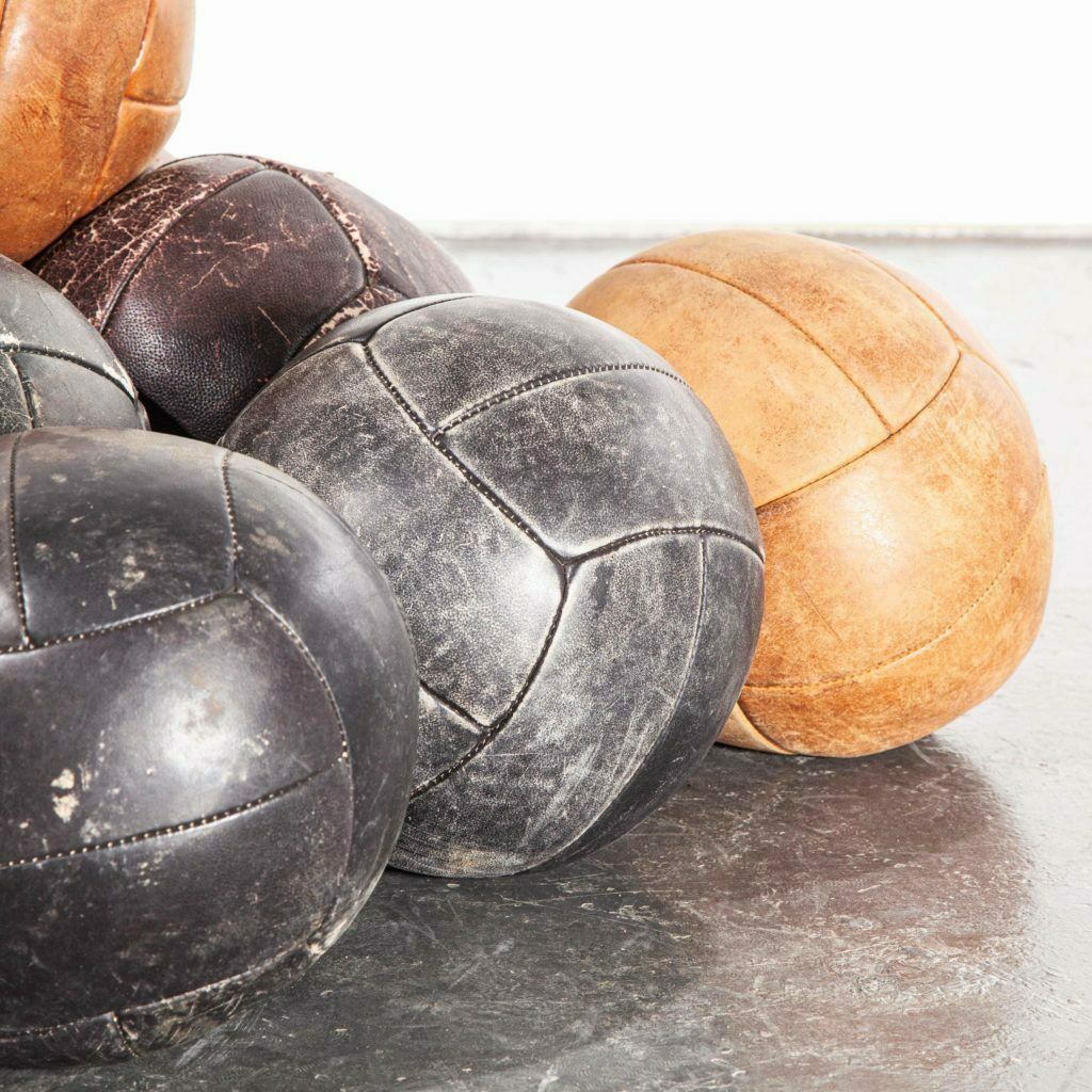 1950’s Large Czech Leather Medicine Balls – Decorative photo Home Decor