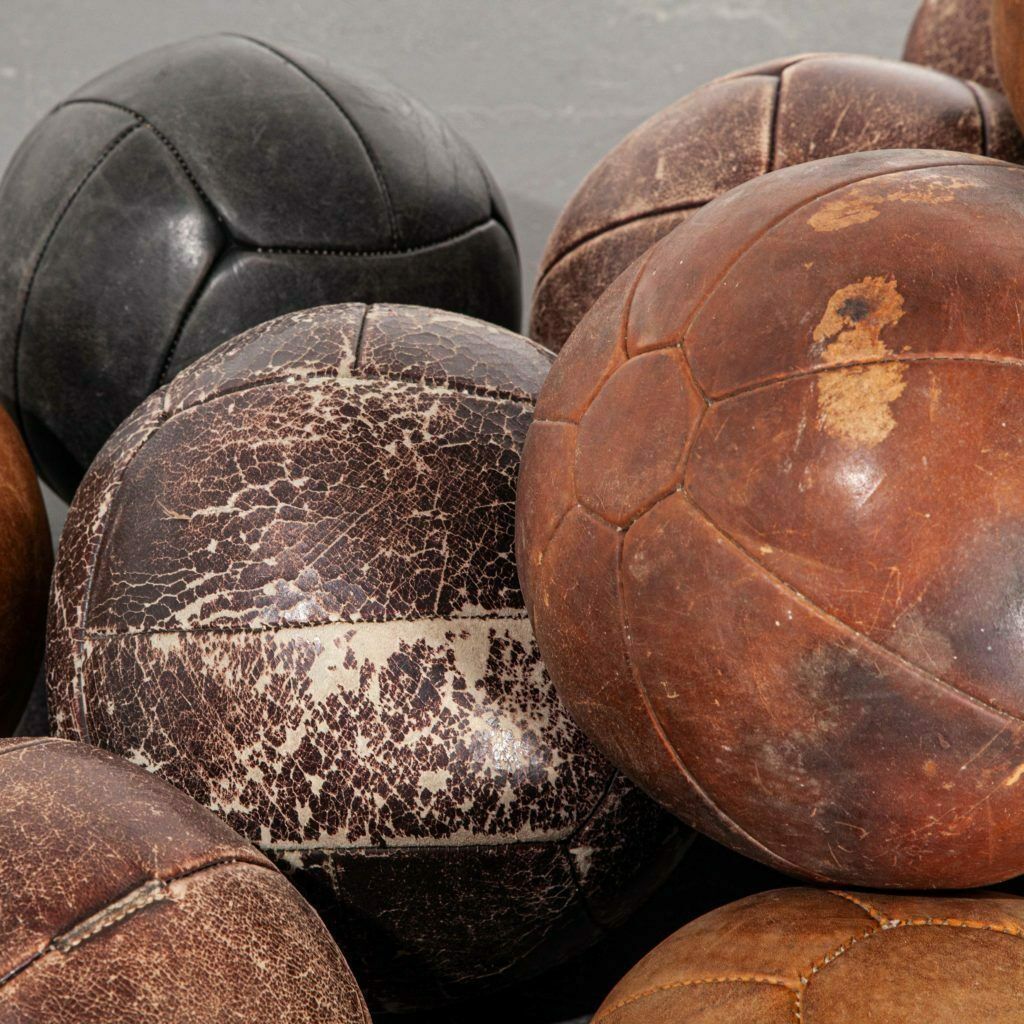1950’s Large Czech Leather Medicine Balls – Decorative photo vinterior