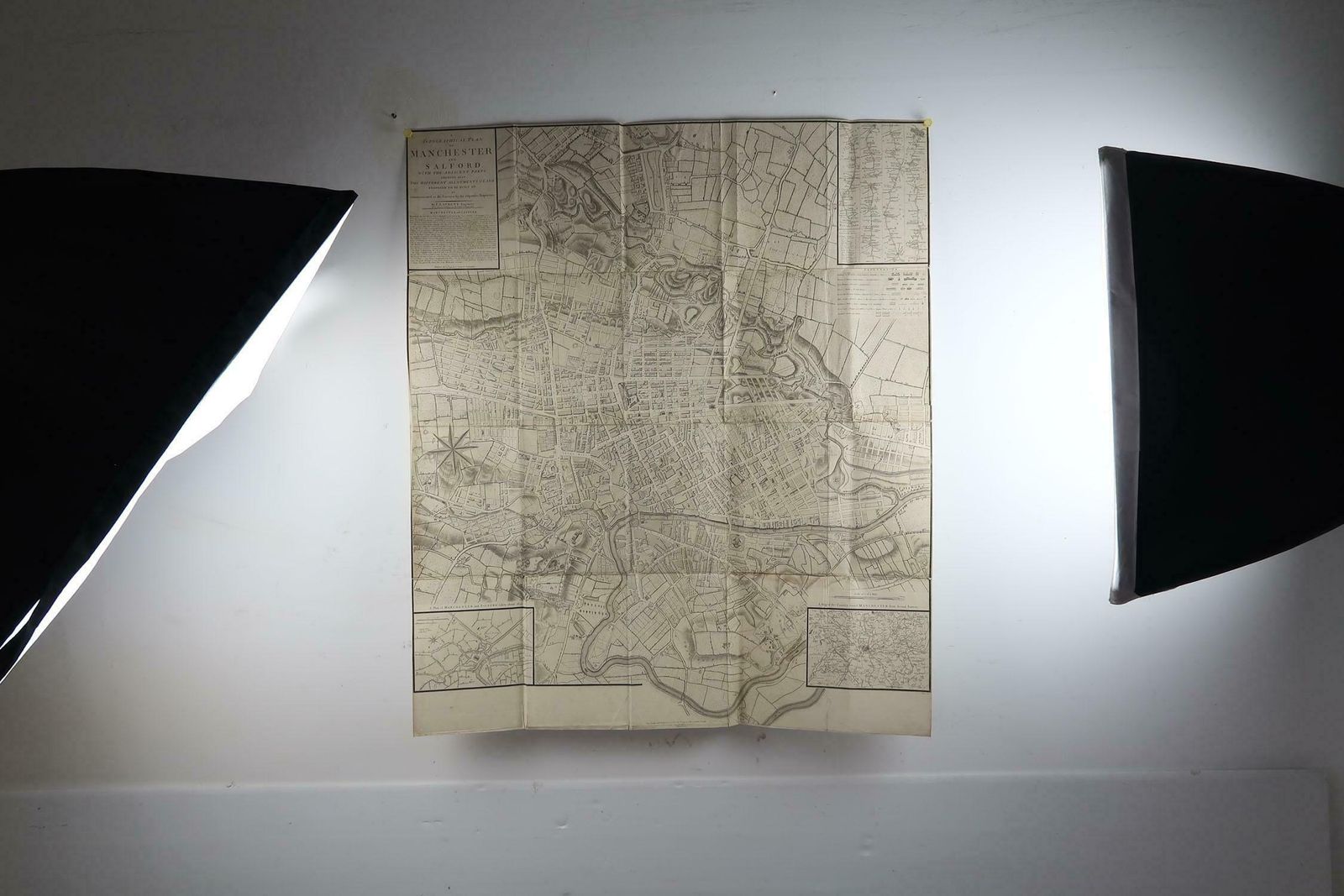 Large Original Antique Folding Map Of Manchester, England, Dated 1793 photo buy