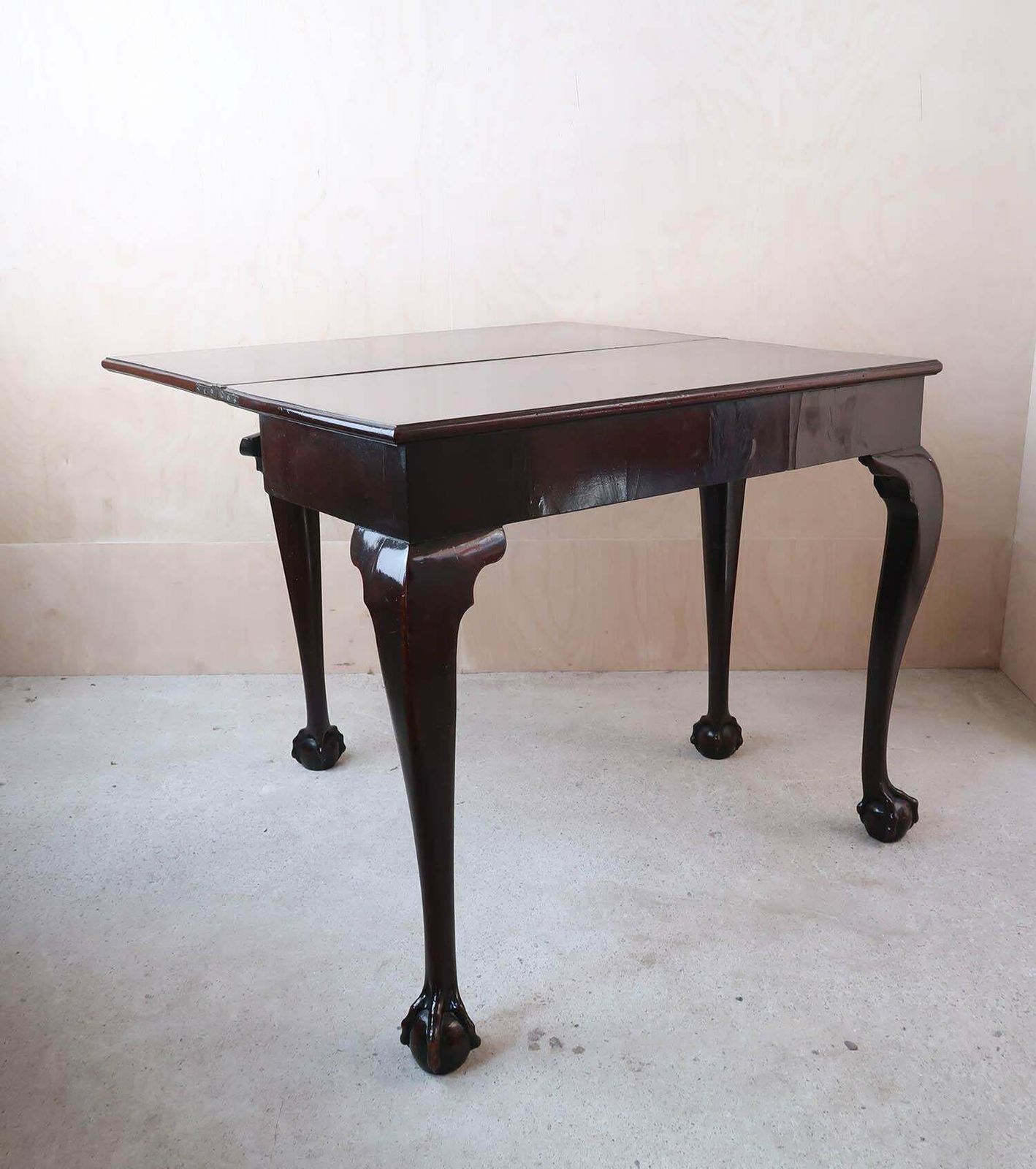 Furniture Antique Chippendale Style Side Table With Claw And Ball Feet. C.1780 photo