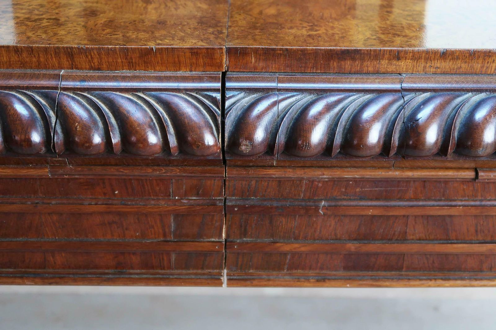 photo for sale Large Antique Renaissance Revival Pollard Oak Table Circa 1835