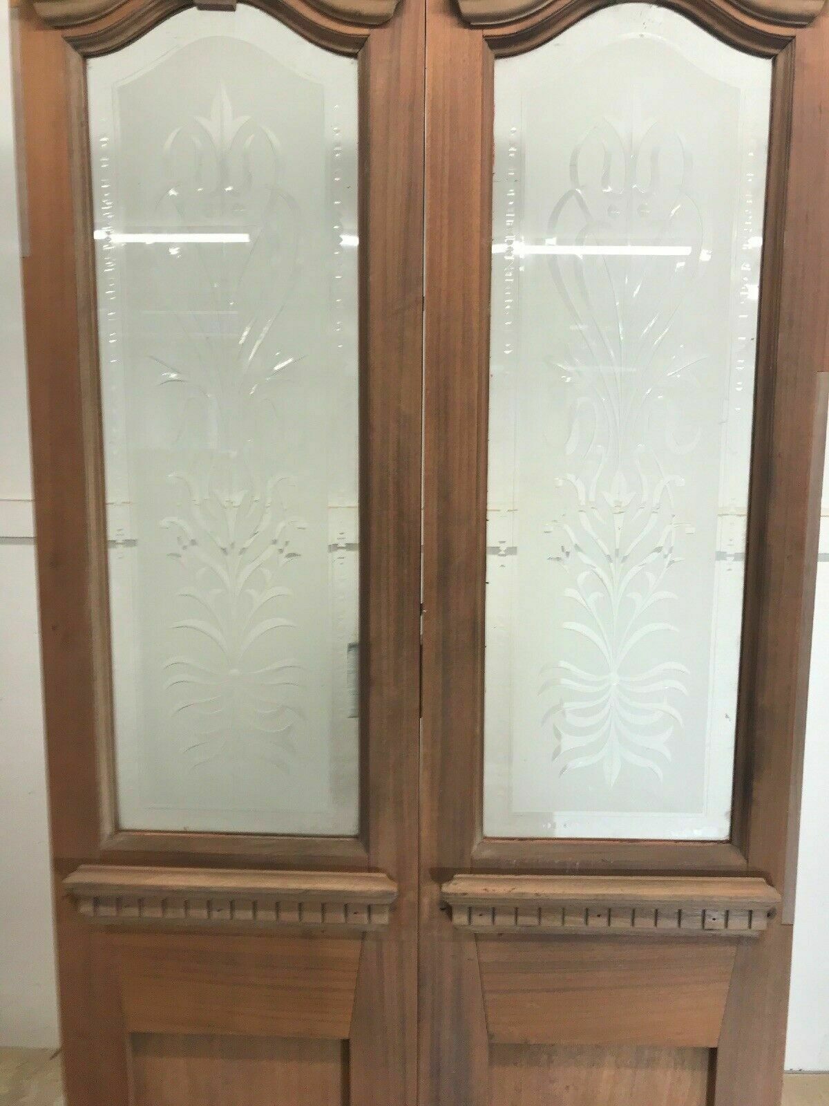 3127.0 Antique French Doors Period Reclaimed Cut Glass Hardwood Carved Vestibule Porch photo