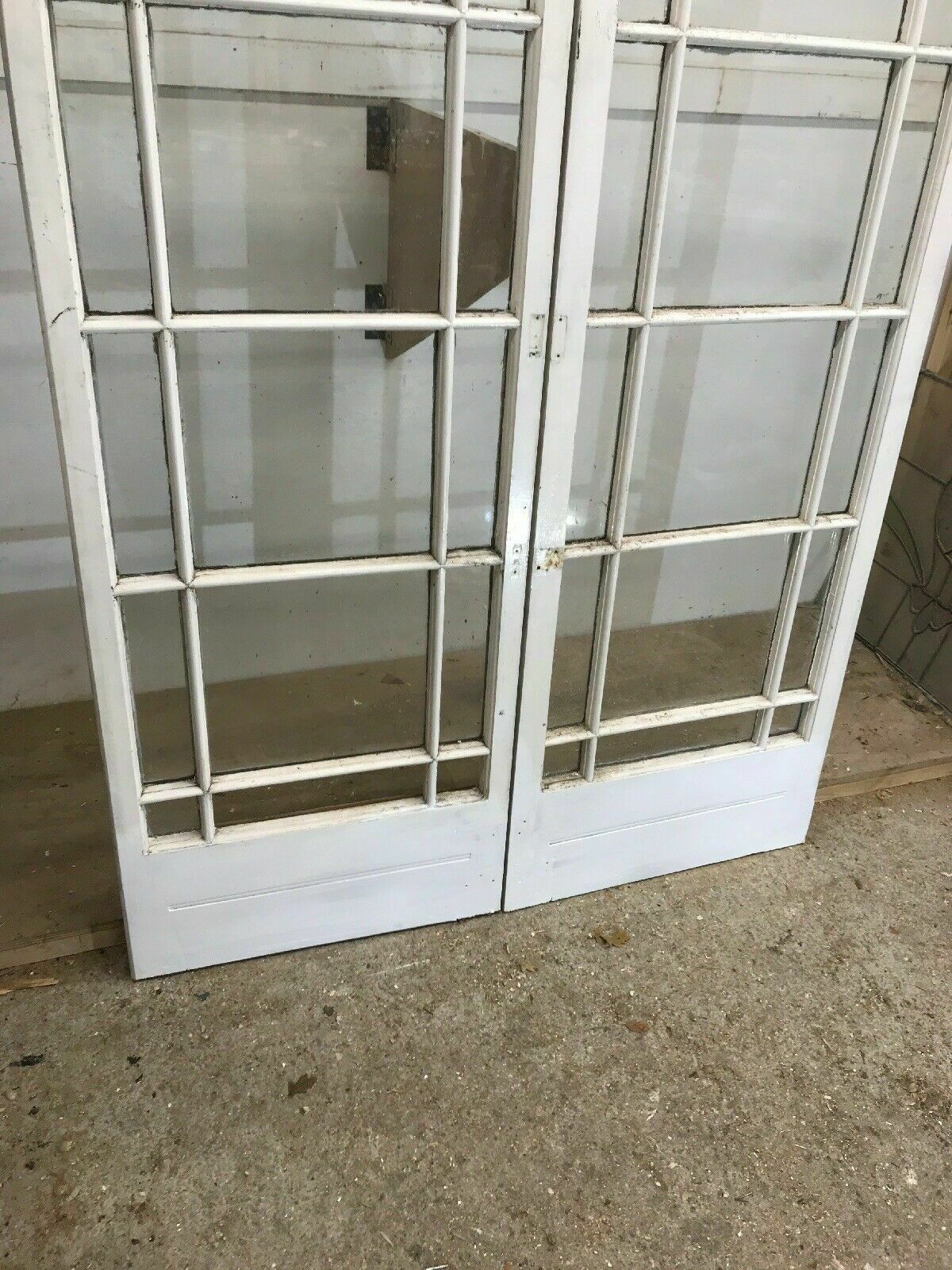 Victorian French Doors Old Antique Period Reclaimed Pine Wooden Clear Glass photo buy
