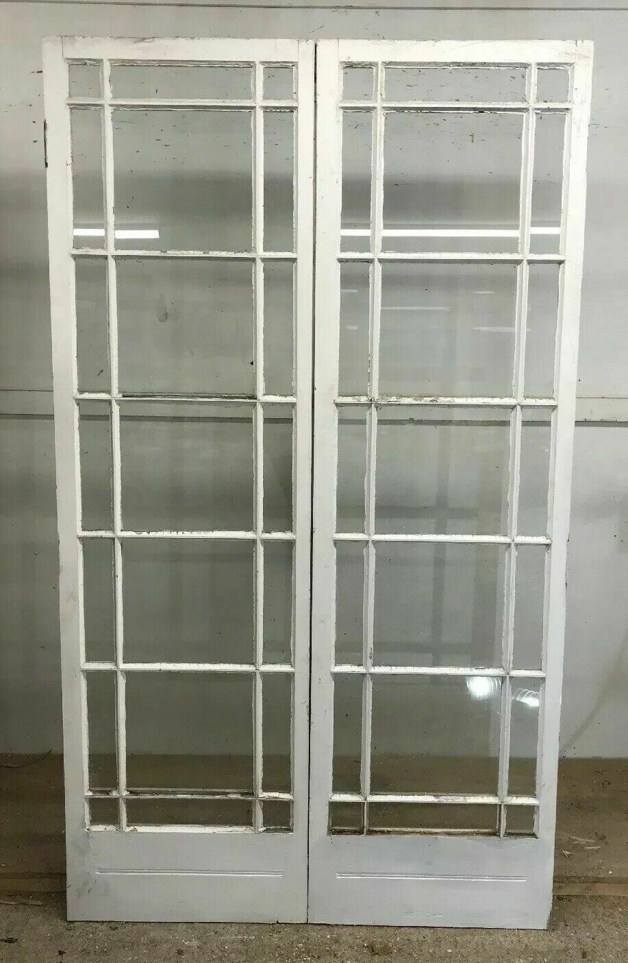 Victorian French Doors Old Antique Period Reclaimed Pine Wooden Clear Glass photo vintage