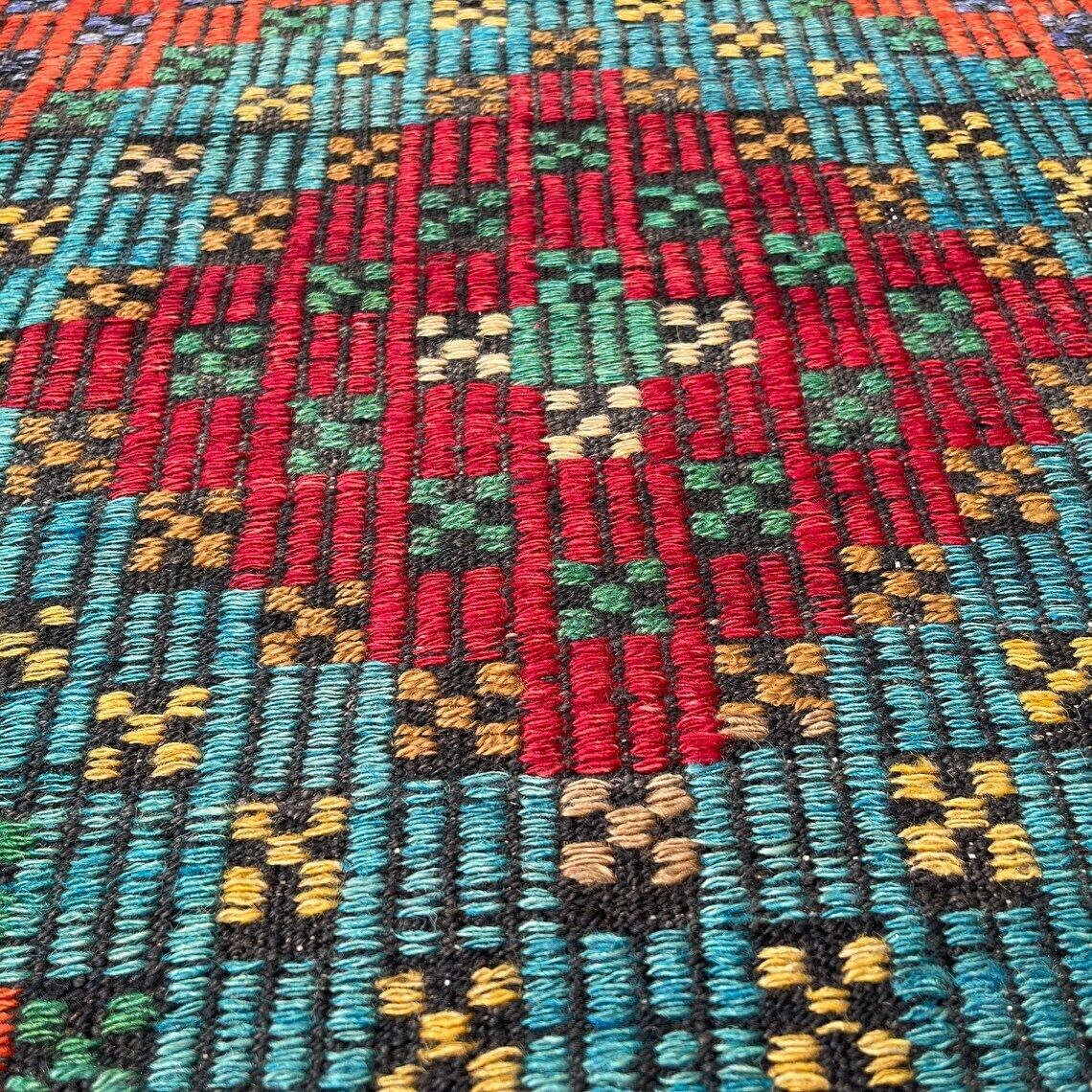 Vintage Anatolian Turkish Kilim  Runner ,340 X 76 Cm photo for sale