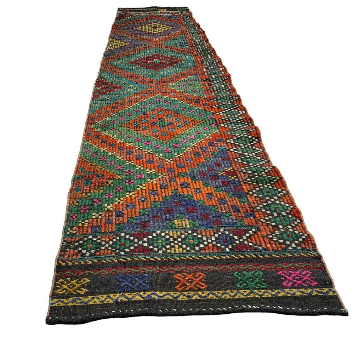 Vintage Anatolian Turkish Kilim  Runner ,340 X 76 Cm photo vinterior