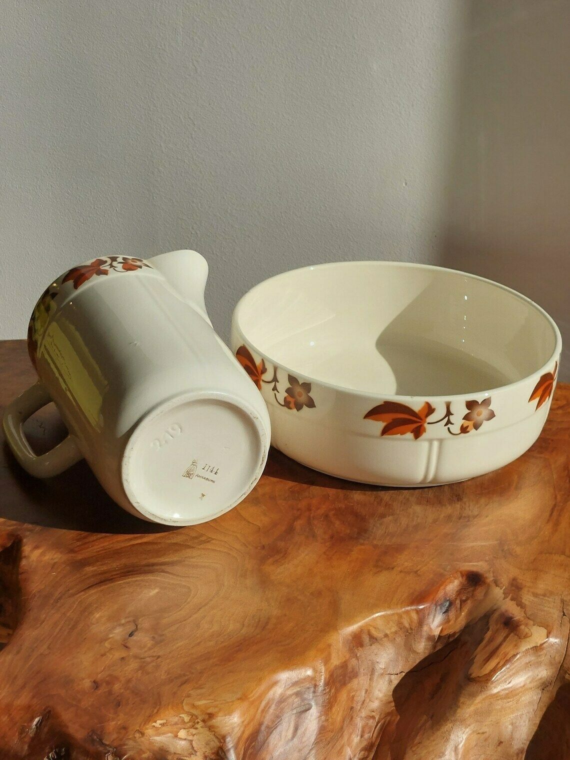 photo furniture Rare Vintage Pitcher And Wash Basin/German Bathroom Set/Vintage Bathroom Jug And Bowl/Vintage German Wash Set/Hand Painted/Annaburg/1950's