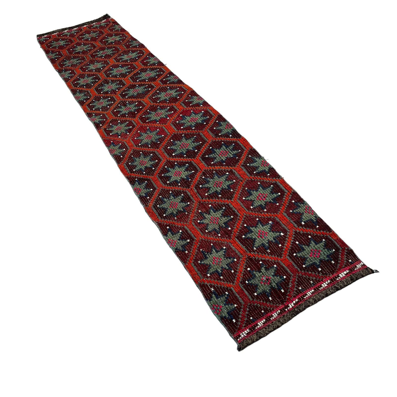 Traditional Turkish Kilim Runner ,Vintage Anatolian Turkish Kelim 278 X 63 Cm photo vintage