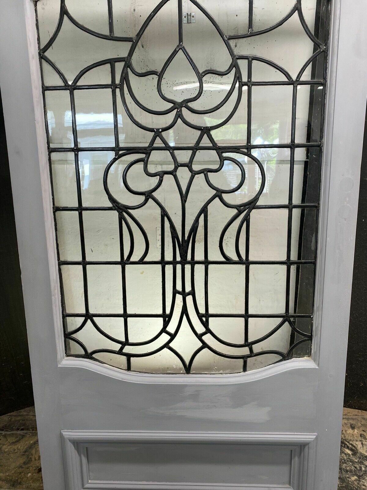 Rare Victorian Antique Rolled Glass Front Door Period Reclaimed Leaded Wood Pine photo vinterior