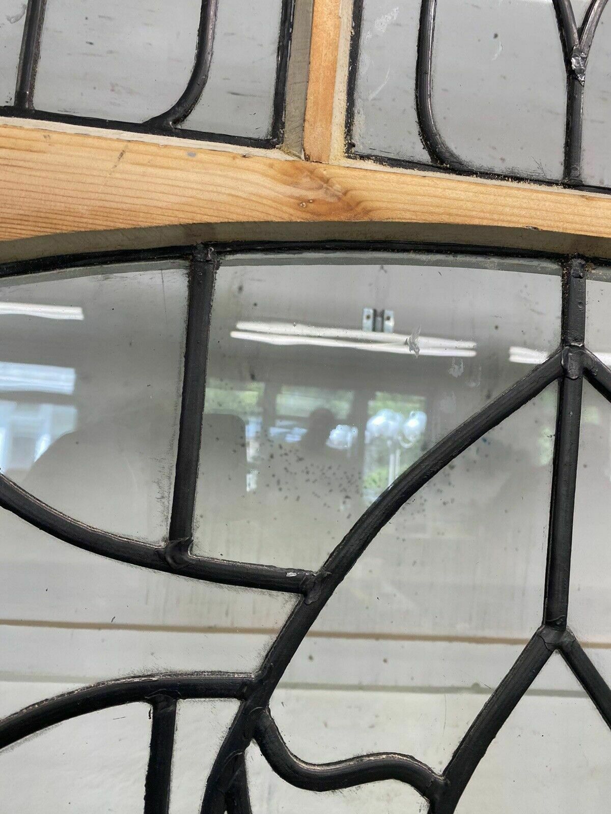 photo for sale Rare Victorian Antique Rolled Glass Front Door Period Reclaimed Leaded Wood Pine