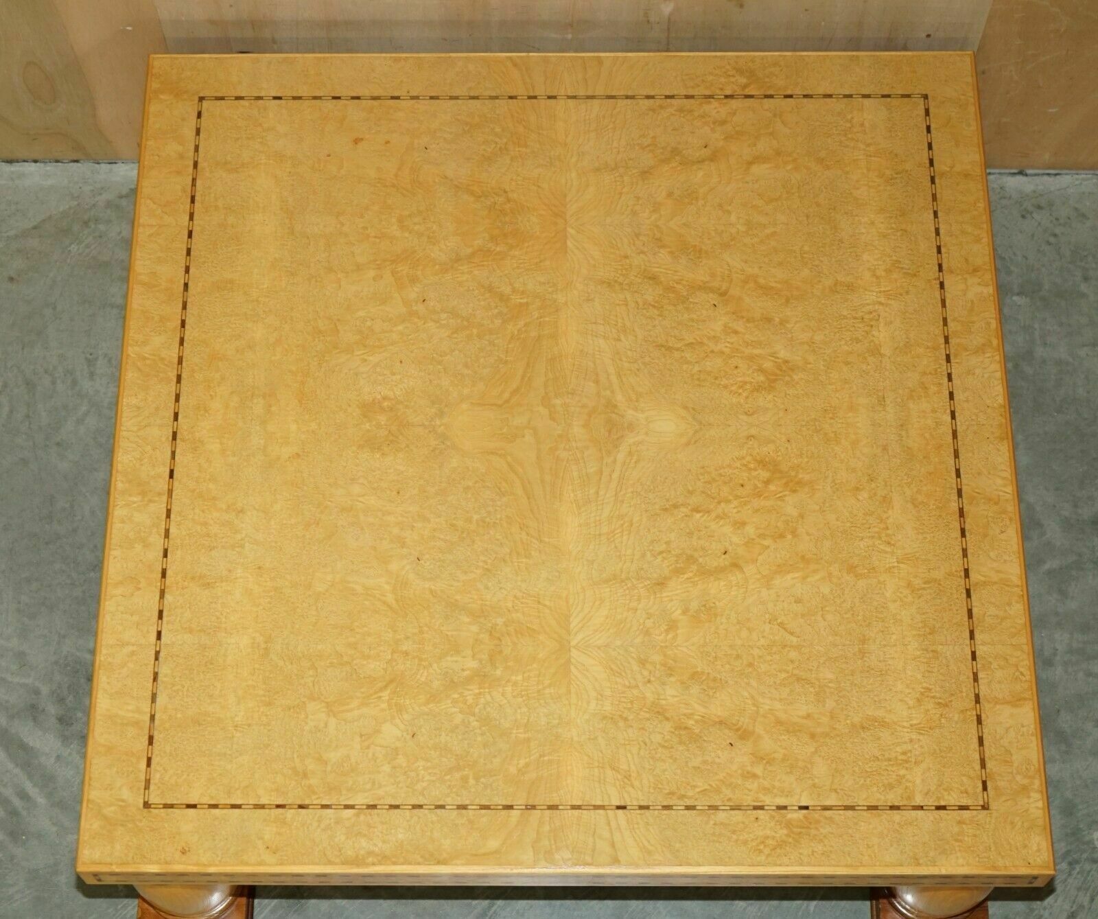 photo vinterior Stunning Original Andrew Varah Burr Walnut Satinwood & Oak Large Coffee Table
