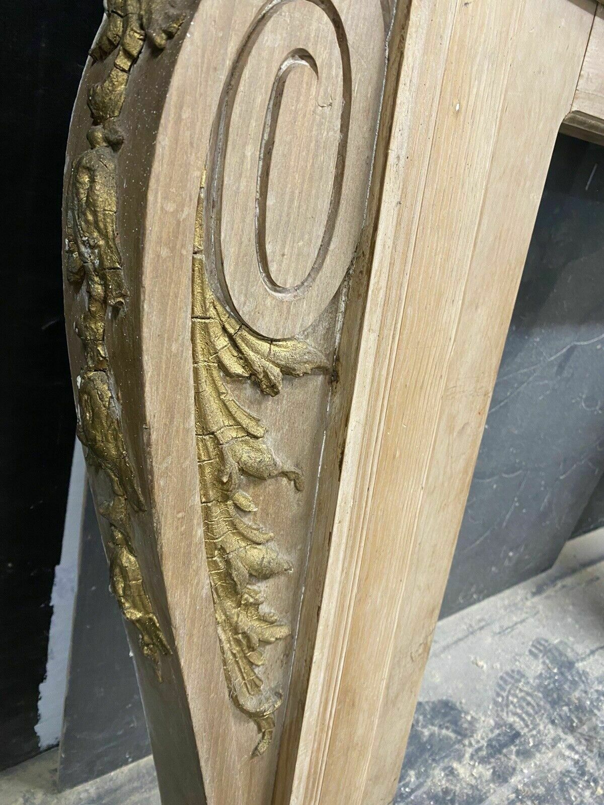 Rare Carved Pine Gilt Antique Old Fire Surround Overmantel Fireplace Reclaimed photo buy