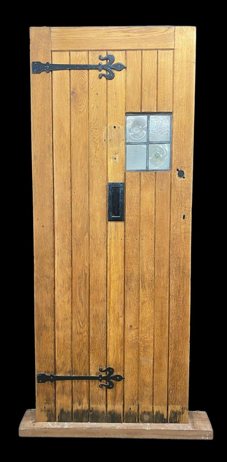 Solid Oak Cottage Front Door Old Period Antique Leaded Reclaimed Hardwood