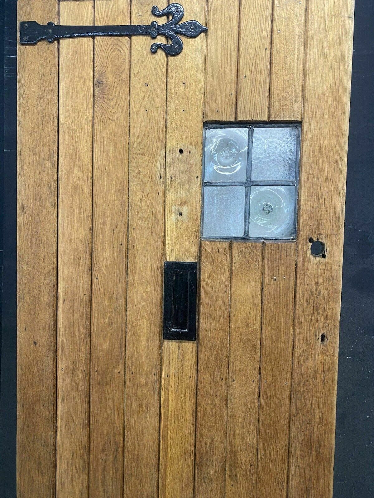 Solid Oak Cottage Front Door Old Period Antique Leaded Reclaimed Hardwood photo for sale