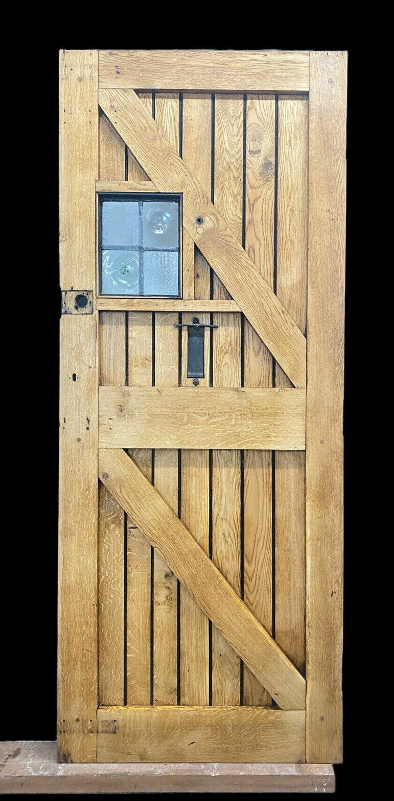 Solid Oak Cottage Front Door Old Period Antique Leaded Reclaimed Hardwood photo buy