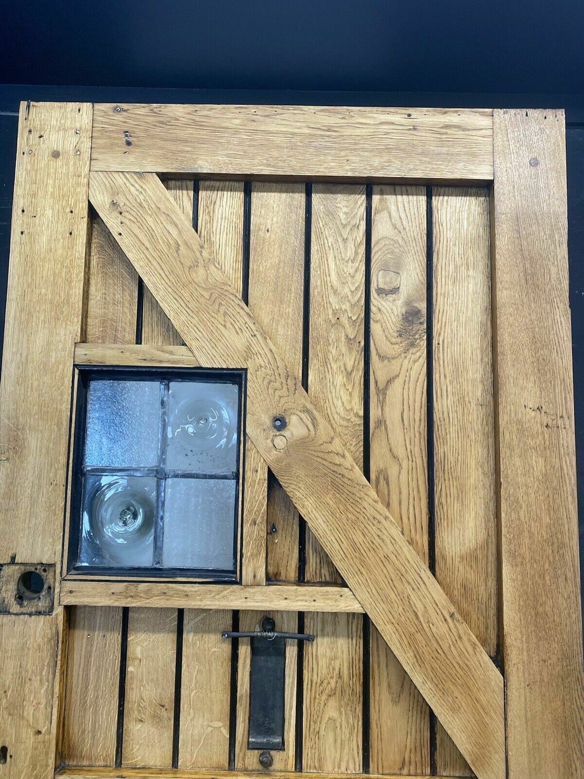Solid Oak Cottage Front Door Old Period Antique Leaded Reclaimed Hardwood photo vintage