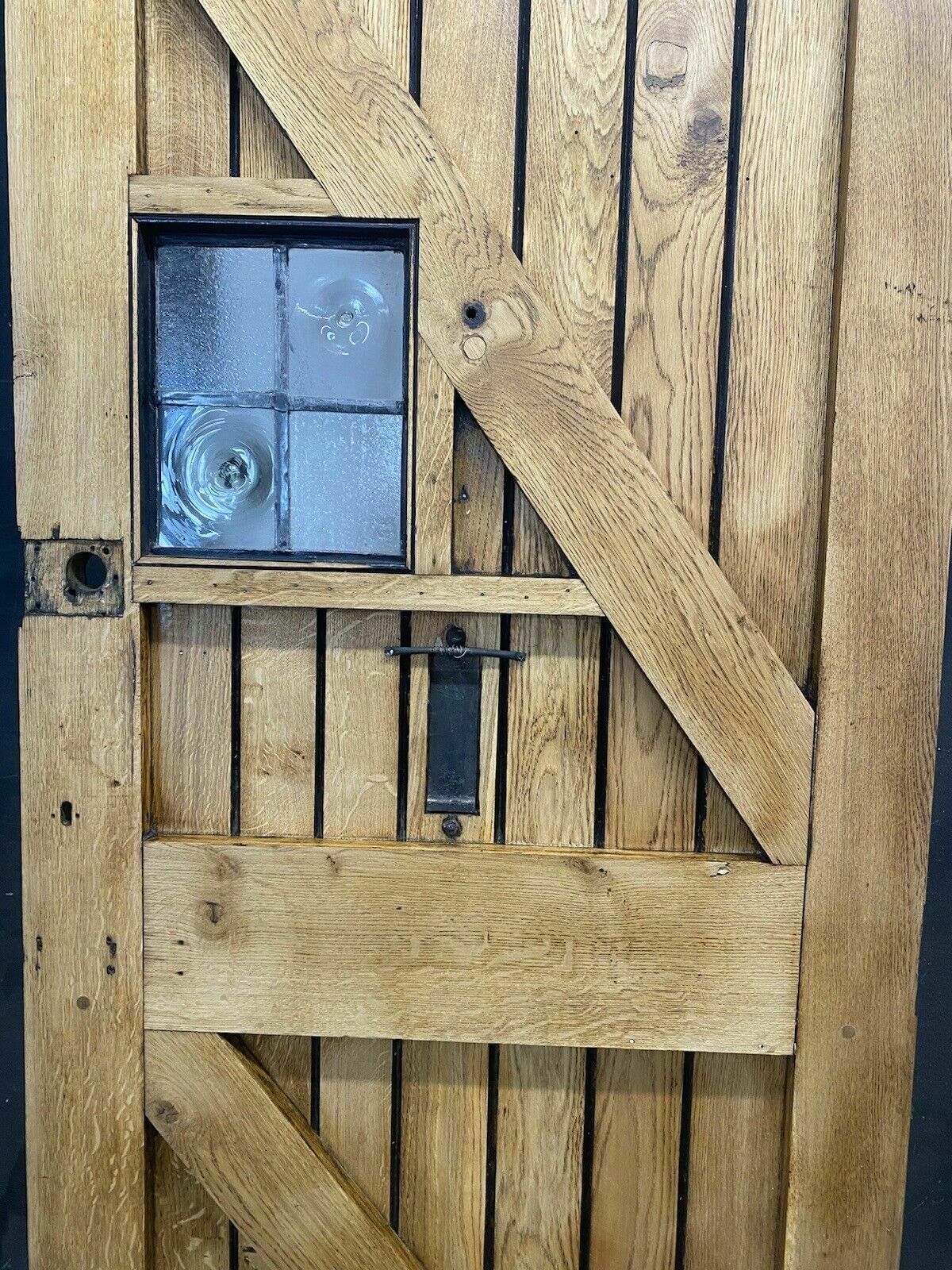 Home Fixtures Solid Oak Cottage Front Door Old Period Antique Leaded Reclaimed Hardwood photo