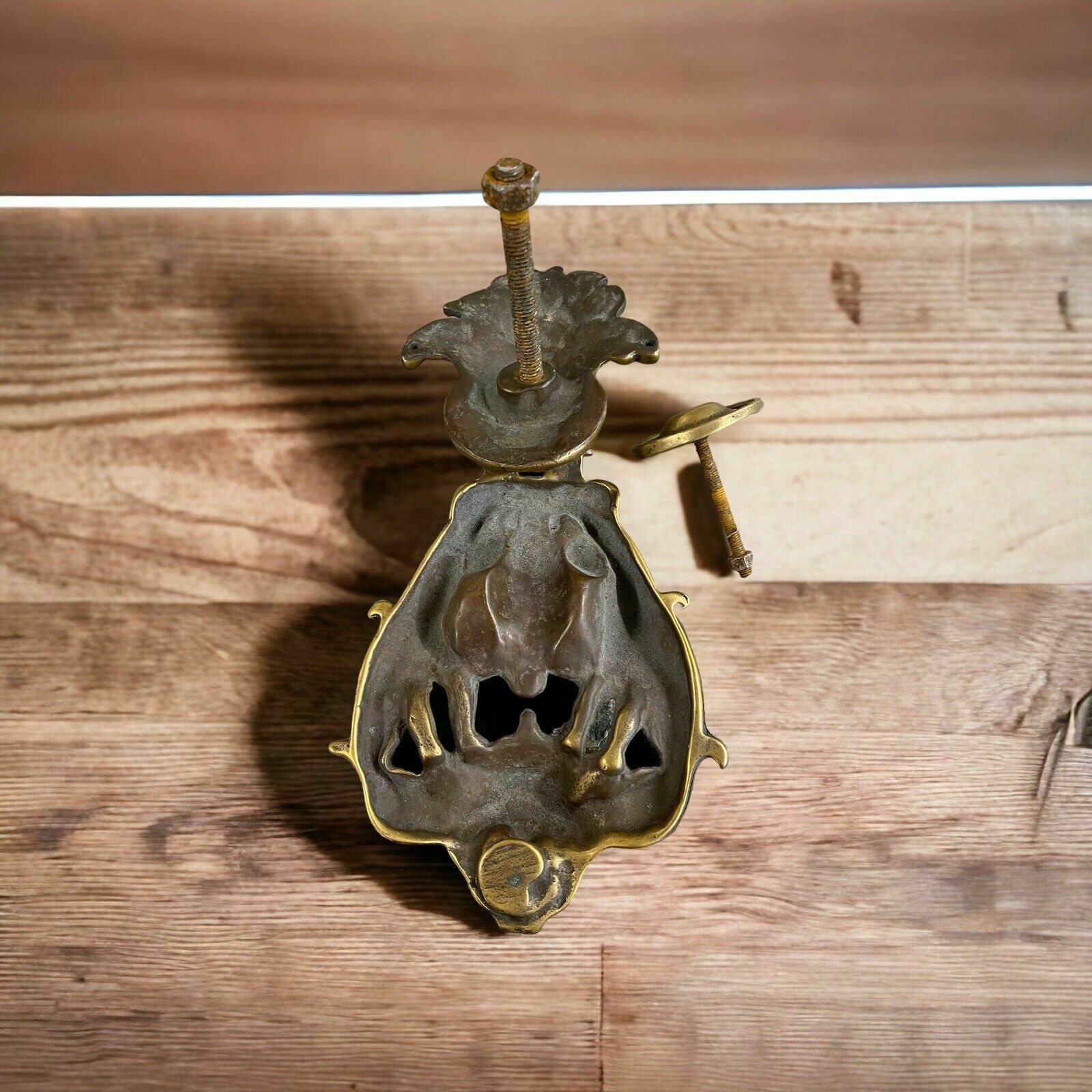 Huge Xl Antique Brass Door Knocker Metal Period Reclaimed Architectural Stunner photo vintage