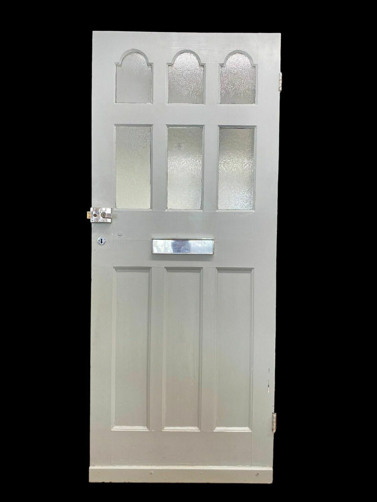 Edwardian Front Door Period Etched Glass Old Reclaimed Antique Wood Pine Classic photo vintage