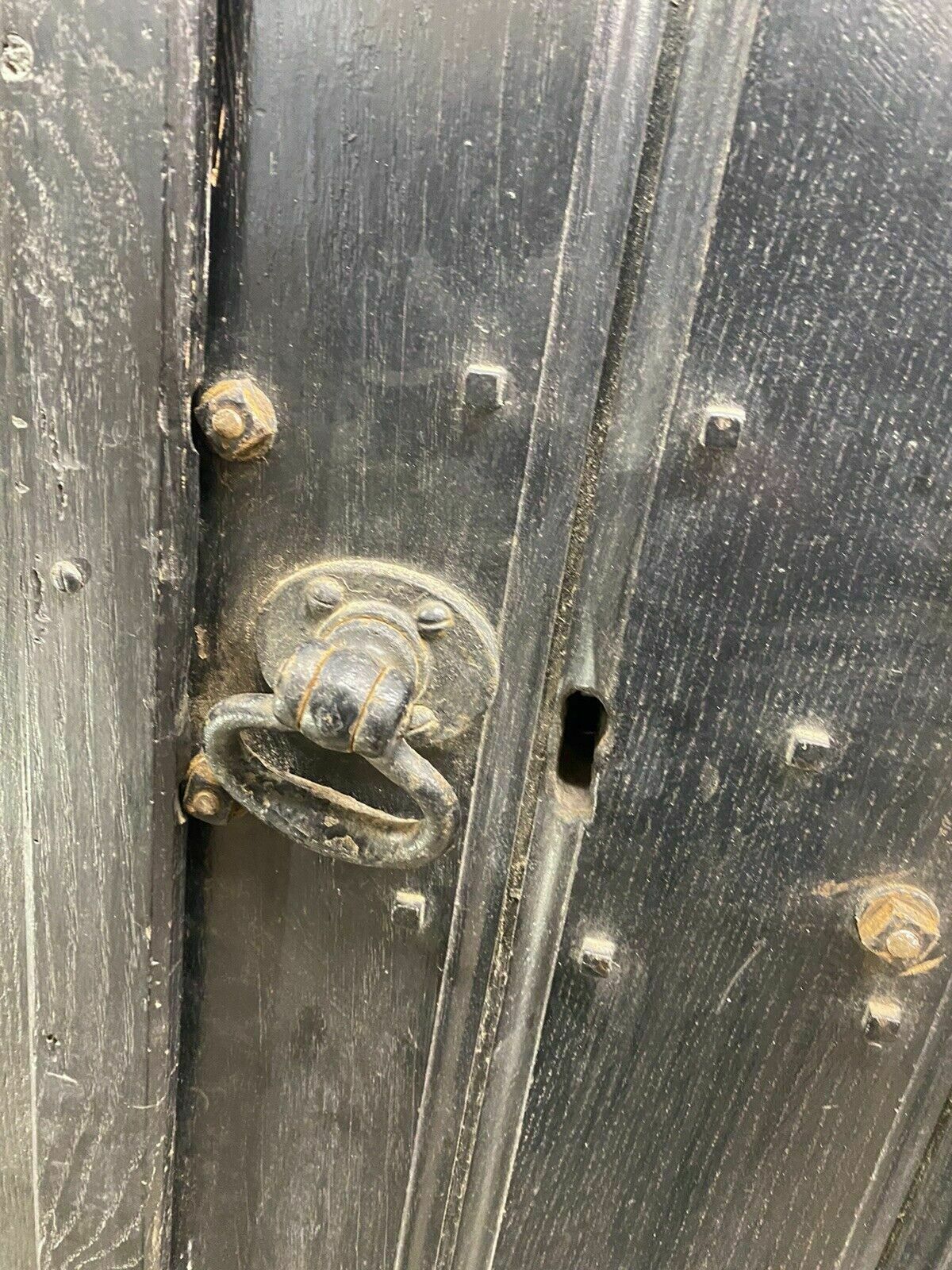 photo furniture 2 Solid Oak Front Door Set Frame Reclaimed Hardwood Key Gothic Antique Wood Iron
