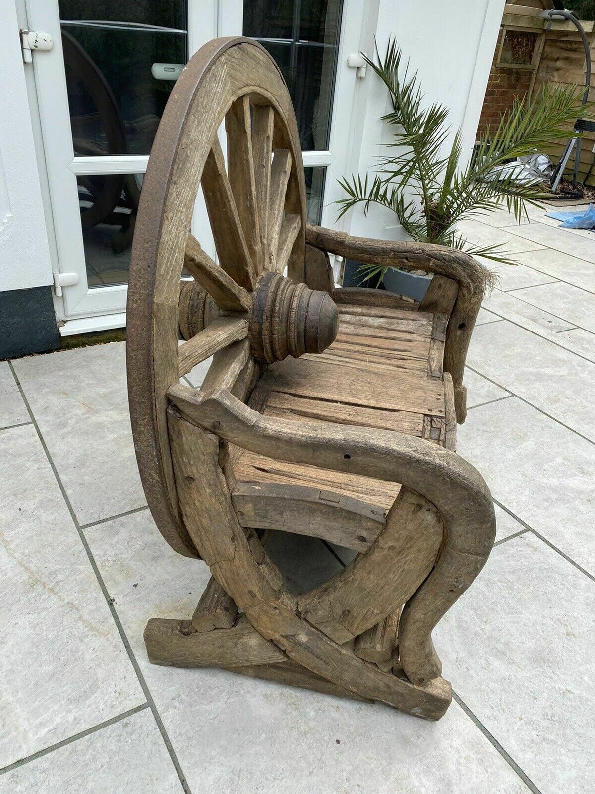 Antique Bench Cartwheel Plough Garden Patio Reclaimed Period Architectural Rare photo 2891.0