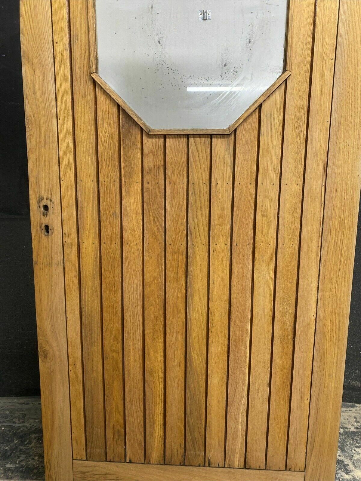 Arched Solid Oak Front Door Antique Period Reclaimed Old Wood Glazed External photo Home Fixtures
