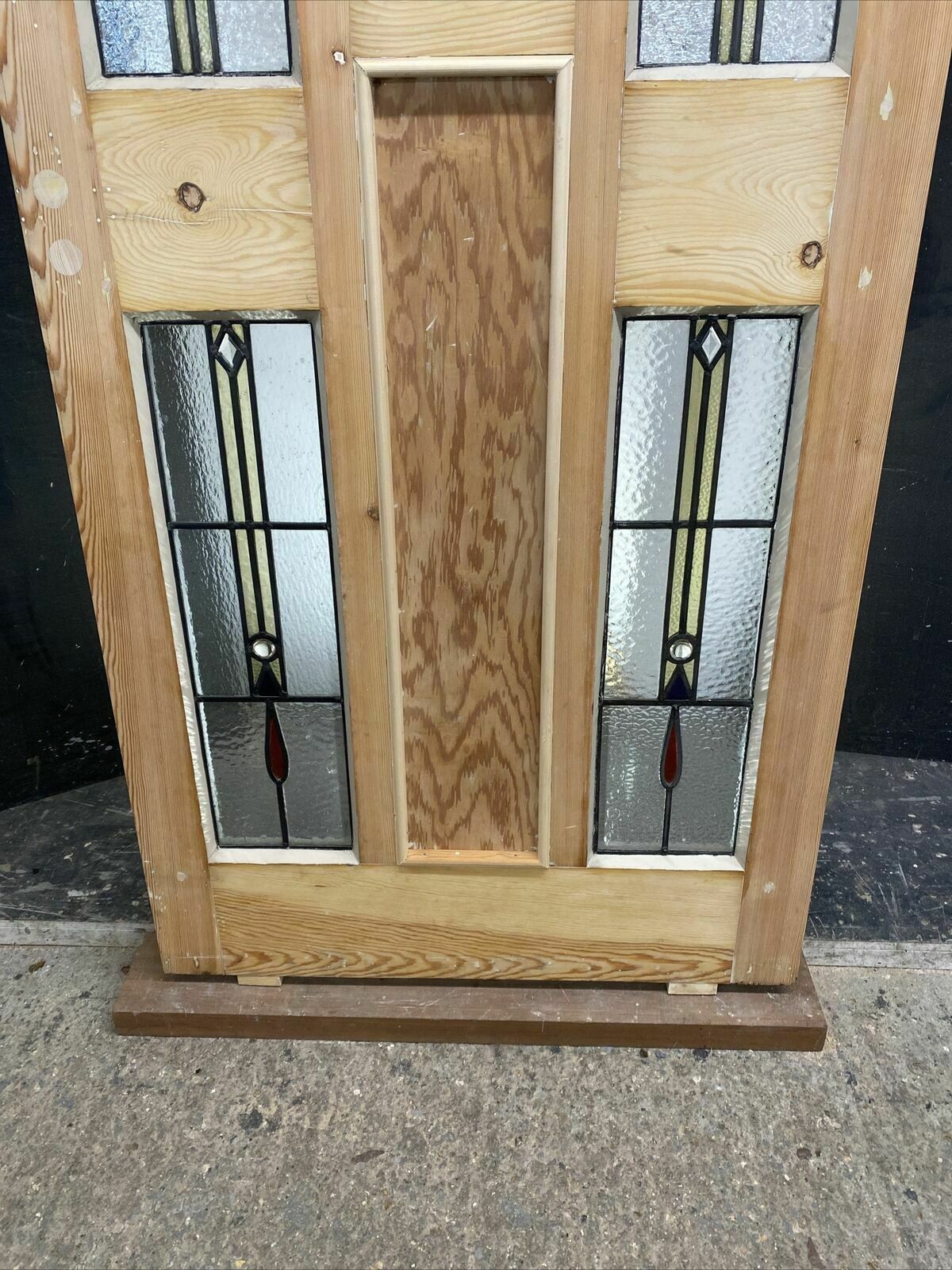 Home Fixtures Art Deco Stained Glass Front Door Antique Period Reclaimed Old 20s 30s Leaded photo