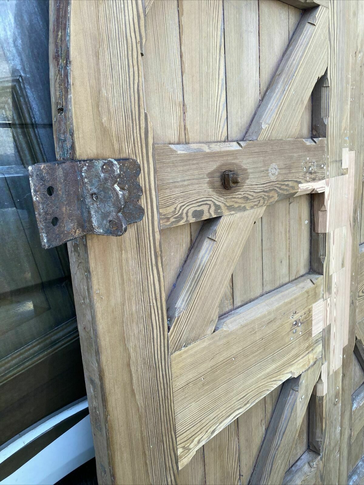photo for sale Large Tudor Gothic Church Doors Set Antique Period Iron Reclaimed Old Arched
