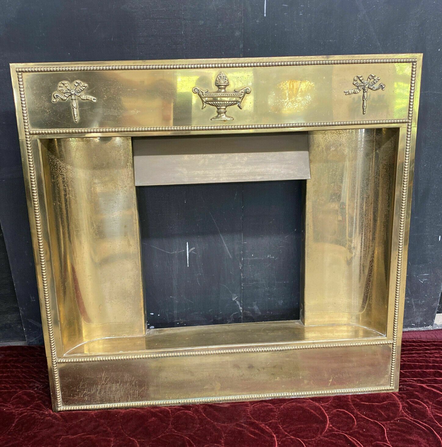 Rare Antique Victorian Brass Fire Insert Reclaimed Period C1900 Hearth Surround