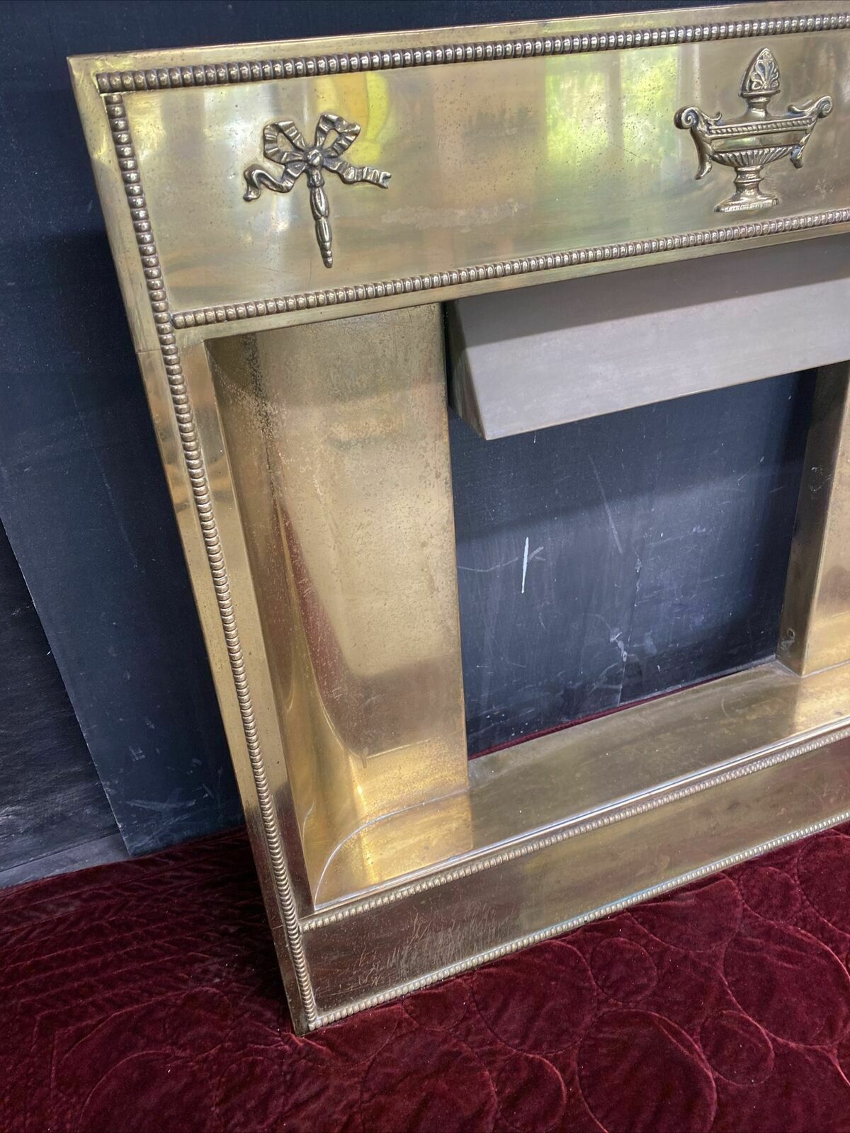 Rare Antique Victorian Brass Fire Insert Reclaimed Period C1900 Hearth Surround photo furniture