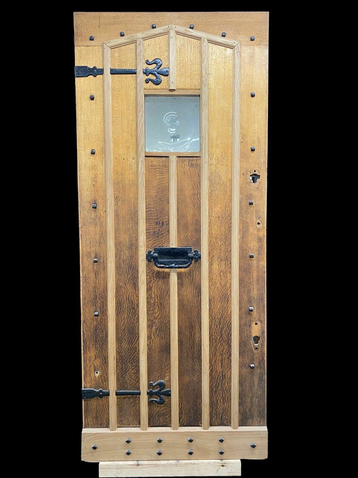 Large Solid Oak Front Door Arts Crafts Old Period Antique Reclaimed Glass Wooden