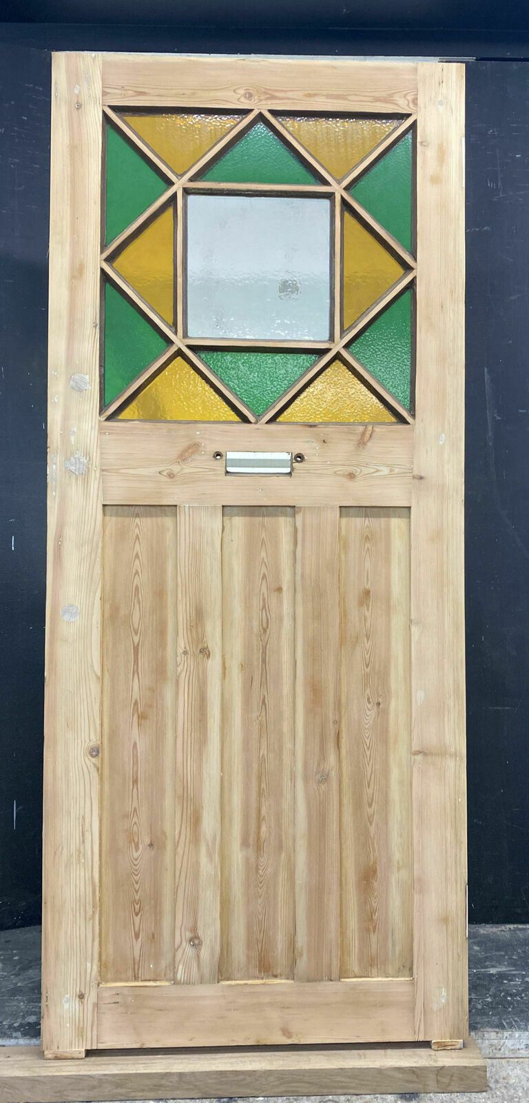 Art Deco Stained Glass Front Door Antique Period Reclaimed Old 20s 30s Pine Wood photo buy