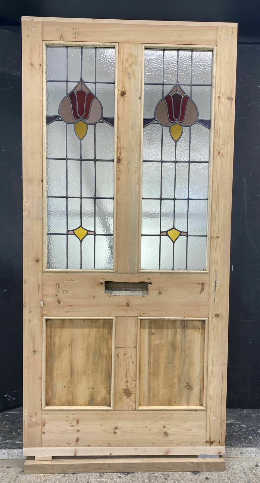 Xl Victorian Stained Glass Front Door Antique Period Reclaimed Old Lead Wood photo buy