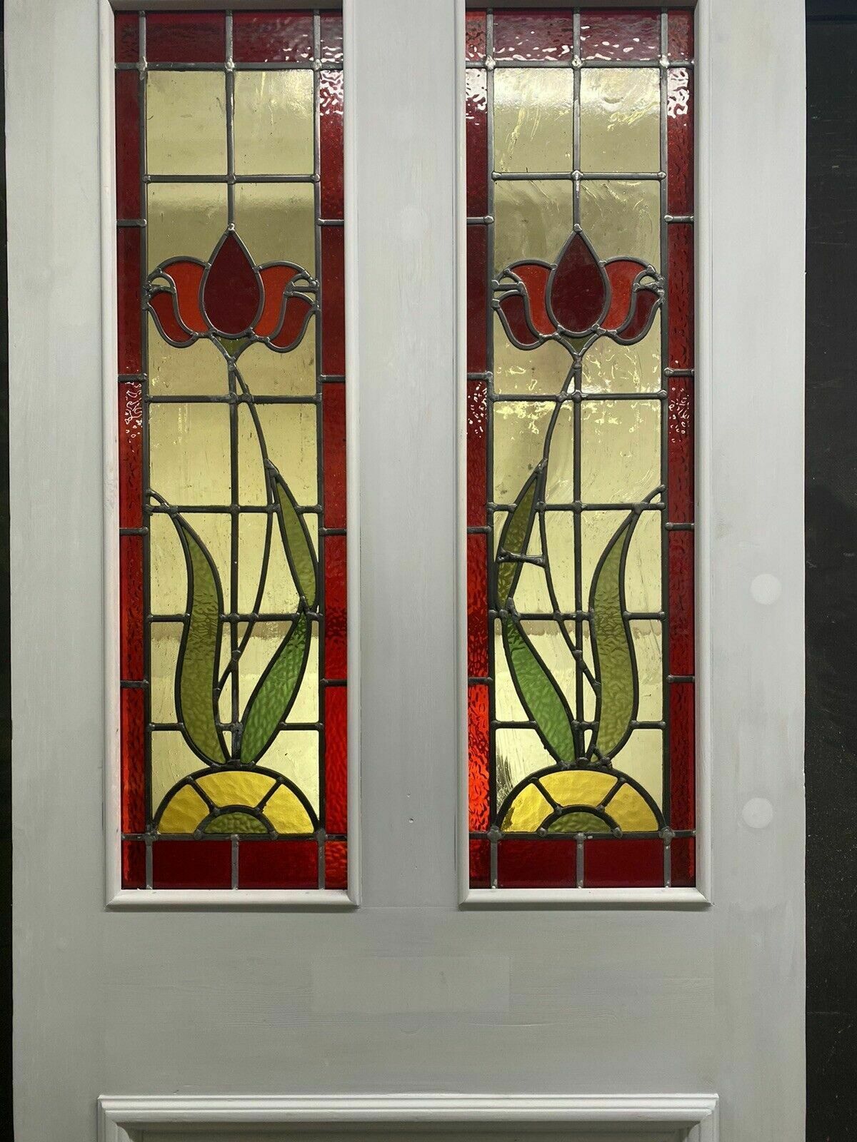 Large Victorian Stained Glass Front Door Old Reclaimed Antique Glass Period Lead photo for sale