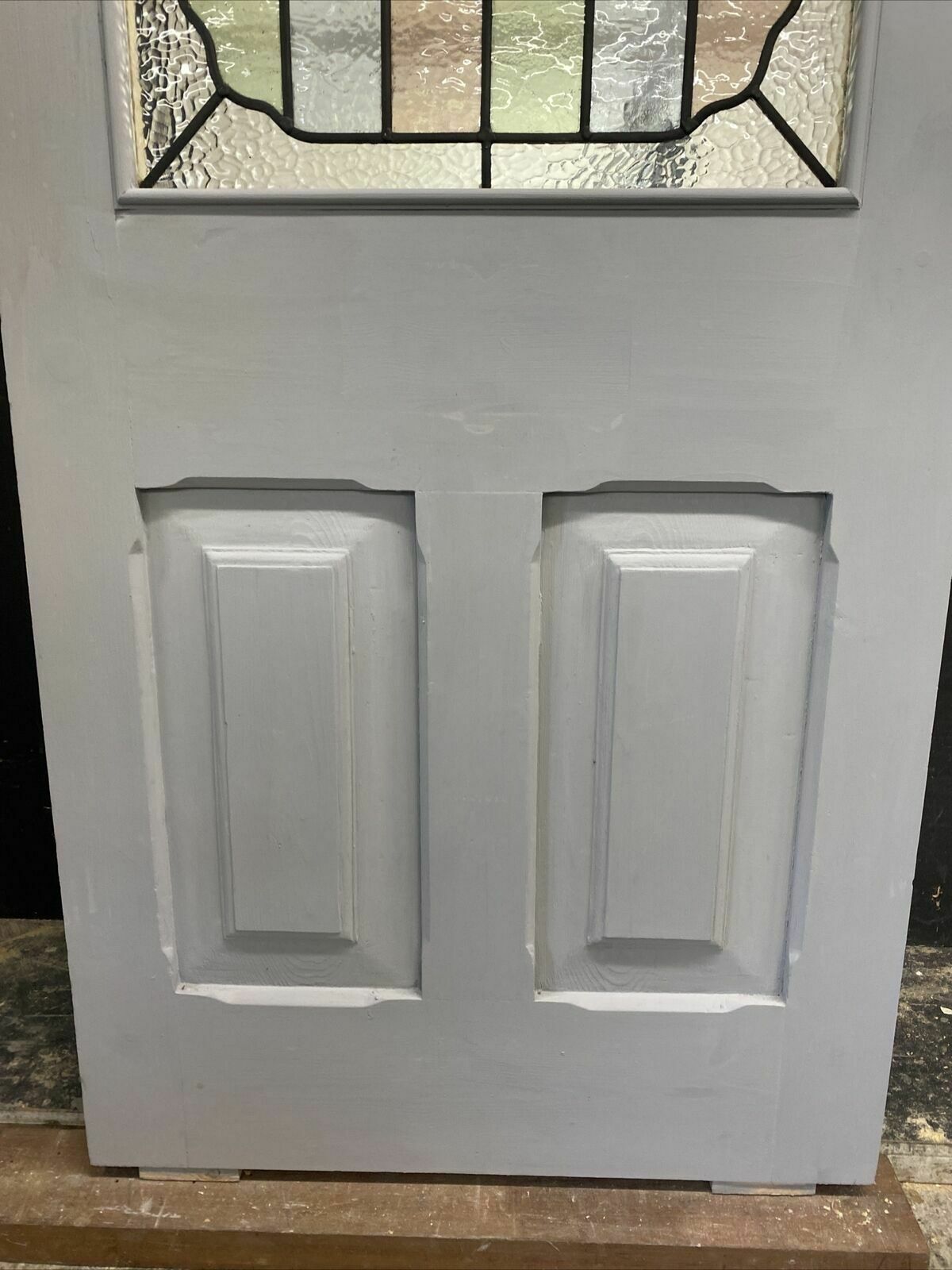 Victorian Stained Glass Front Door Antique Period Reclaimed Old Leaded Wood Pine photo 2301.0