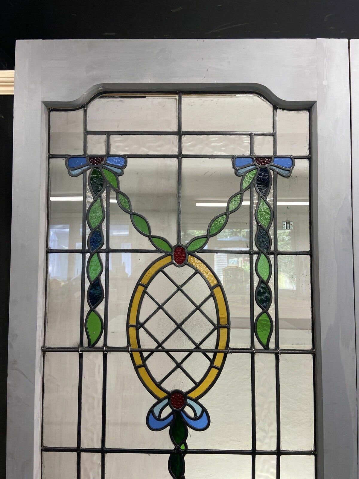 Victorian Edwardian Stained Glass French Doors Antique Period Reclaimed Old Wood photo vinterior