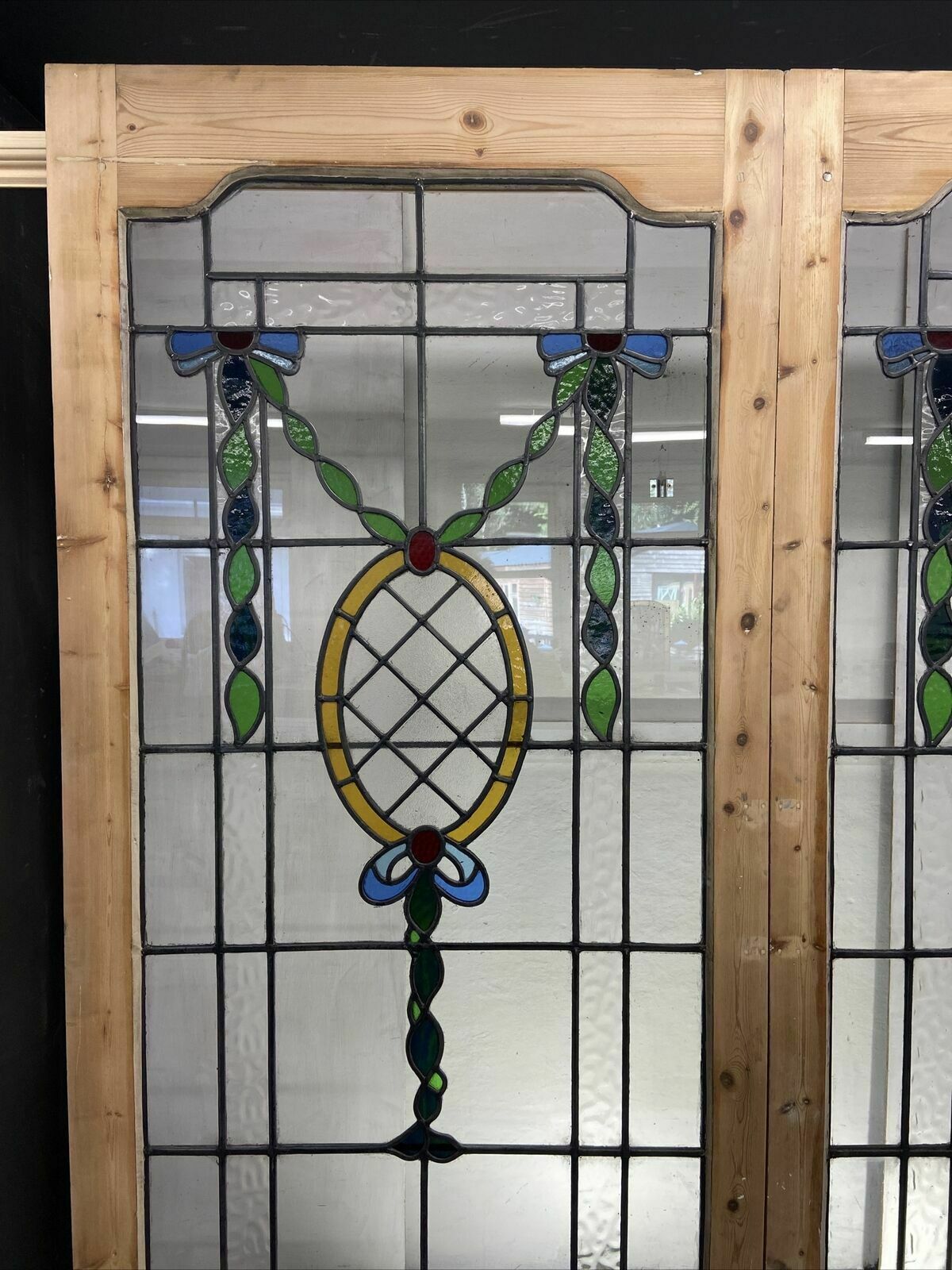 photo furniture Victorian Edwardian Stained Glass French Doors Antique Period Reclaimed Old Wood