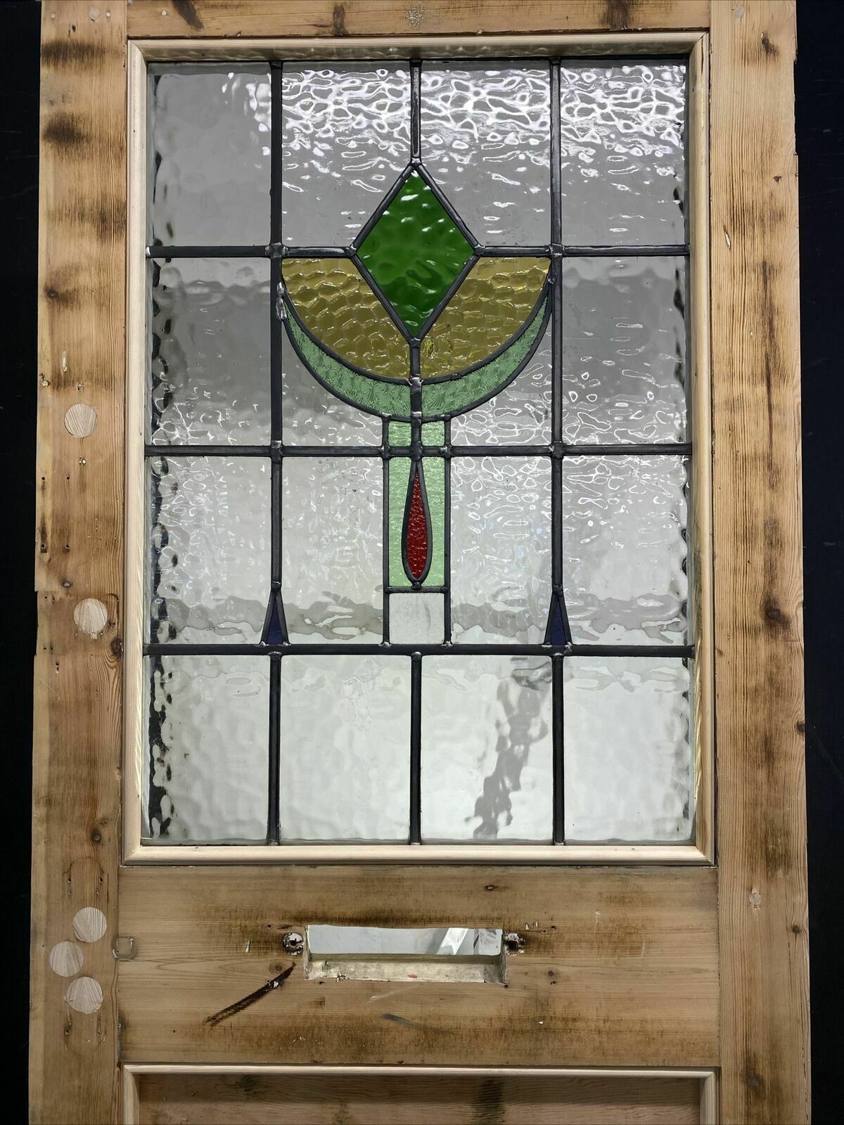 photo for sale Victorian Stained Glass Front Door Antique Period Reclaimed Old Leaded Wood Pine