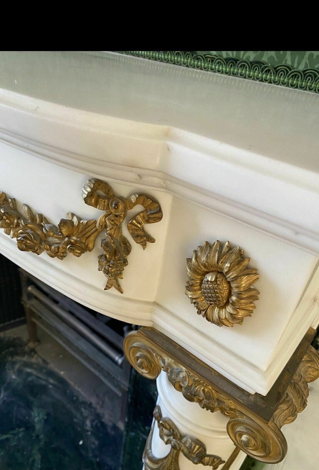 Carved Marble Empire & Ormolu Fireplace Reclaimed Period Antique Hearth Surround photo vintage