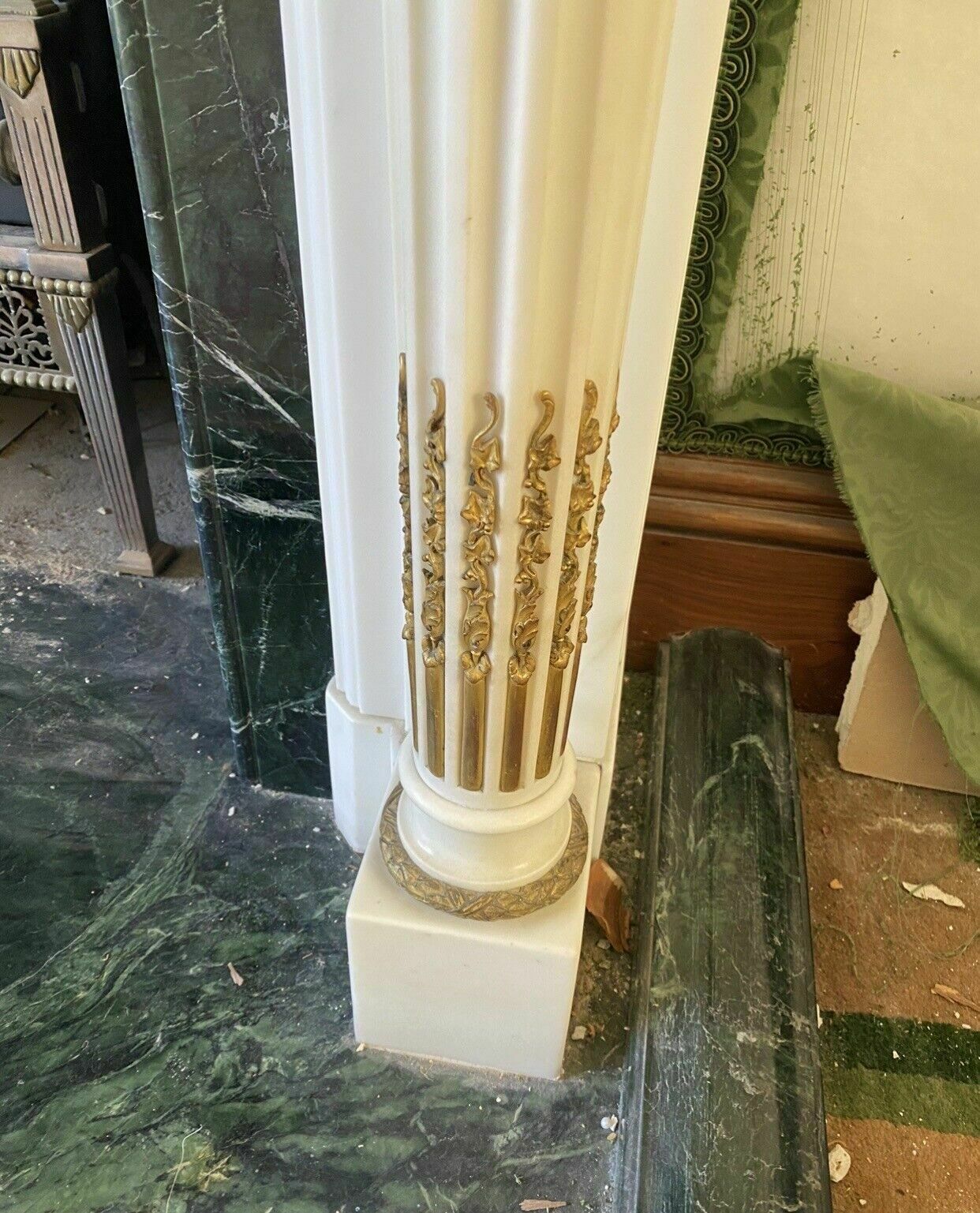 photo furniture Carved Marble Empire & Ormolu Fireplace Reclaimed Period Antique Hearth Surround