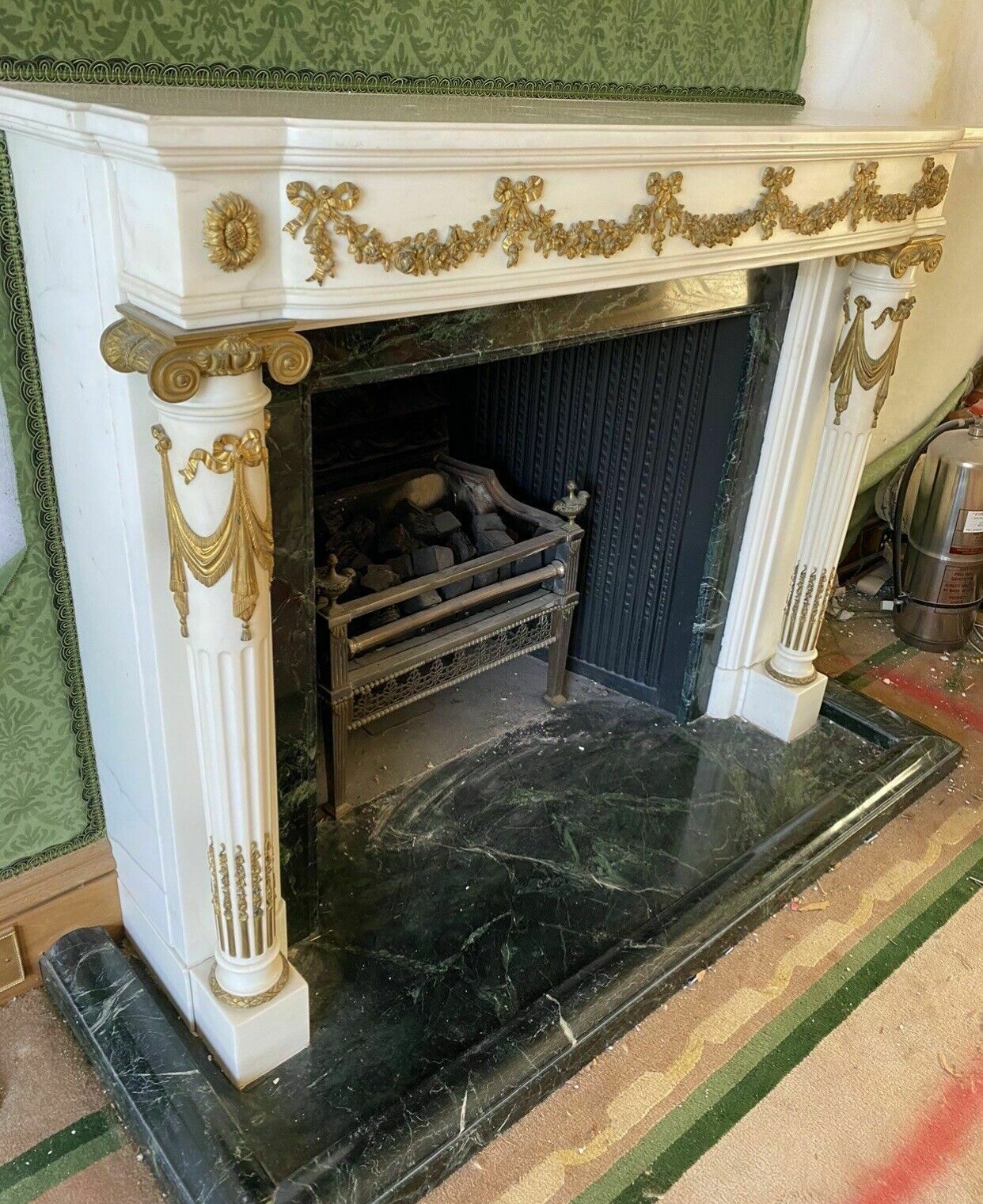 49560.0 Carved Marble Empire & Ormolu Fireplace Reclaimed Period Antique Hearth Surround photo