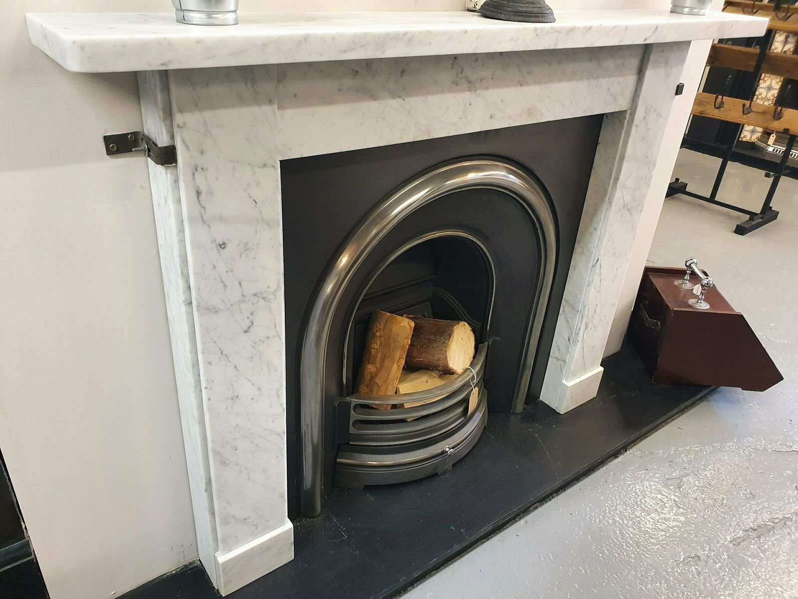 Original Scottish Victorian Carrara Mantel Fireplace photo for sale